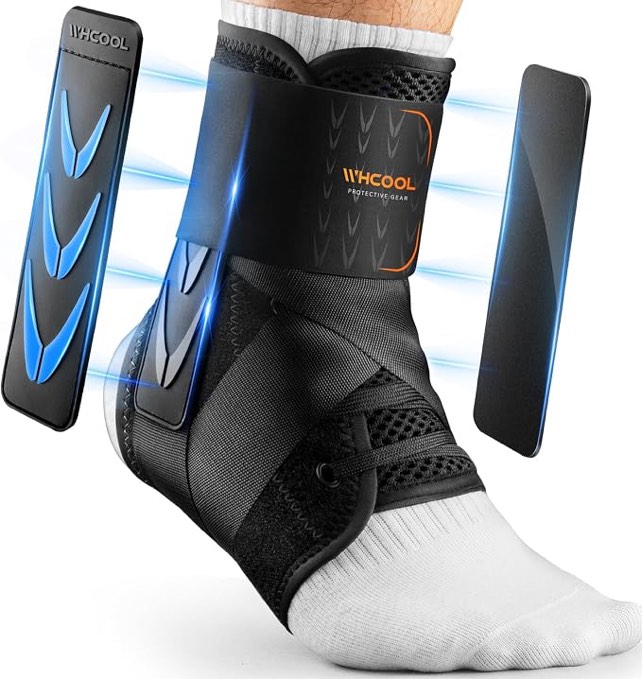 slim-fit ankle brace for sprained ankle, quick lace up ankle support for women men with 2 auto-shaped pads, air fabric cool ankle stabilizer for injury recover, running,sports, xl size