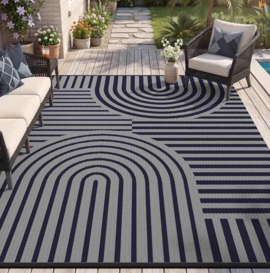 vunate outdoor rug carpet 9 x12 waterproof reversible patio rug portable boho indoor outdoor rug plastic straw rug for beach rv camping garden picnic