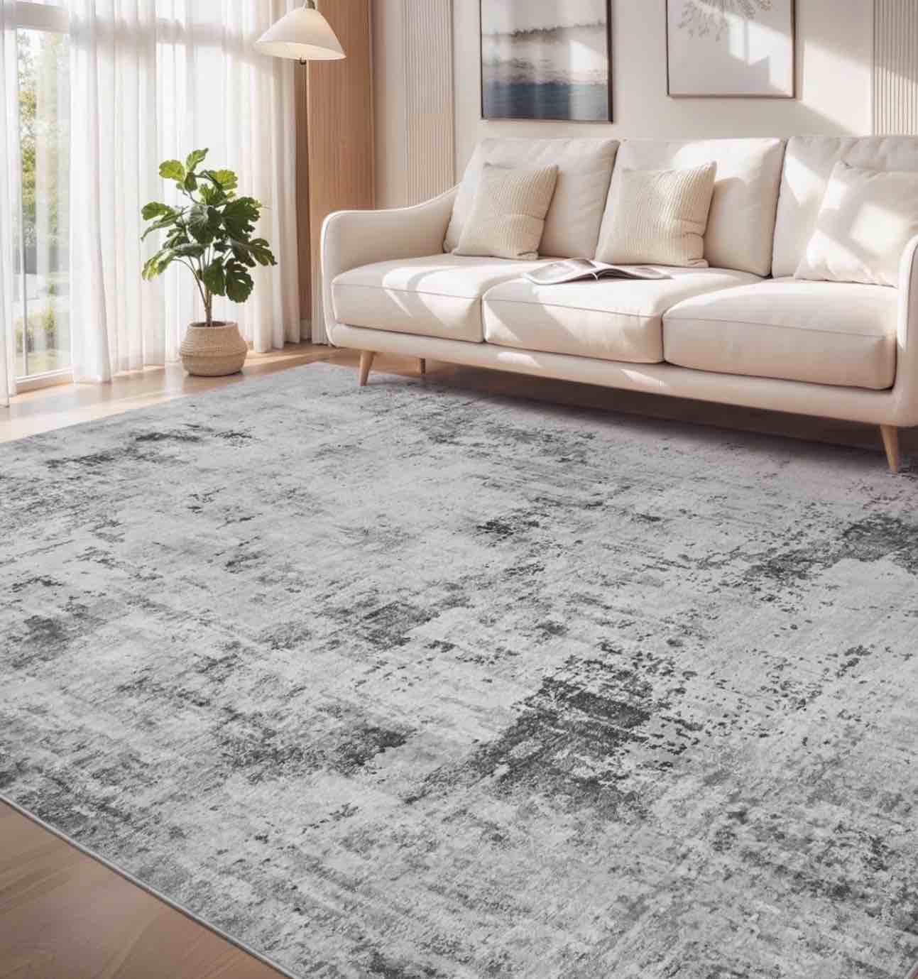 vunate 8 x10 rugs for living room washable rugs modern abstract area rug neutral indoor carpet soft rugs for bedroom office dining room kitchen laundry room accent rug modern home decor gray