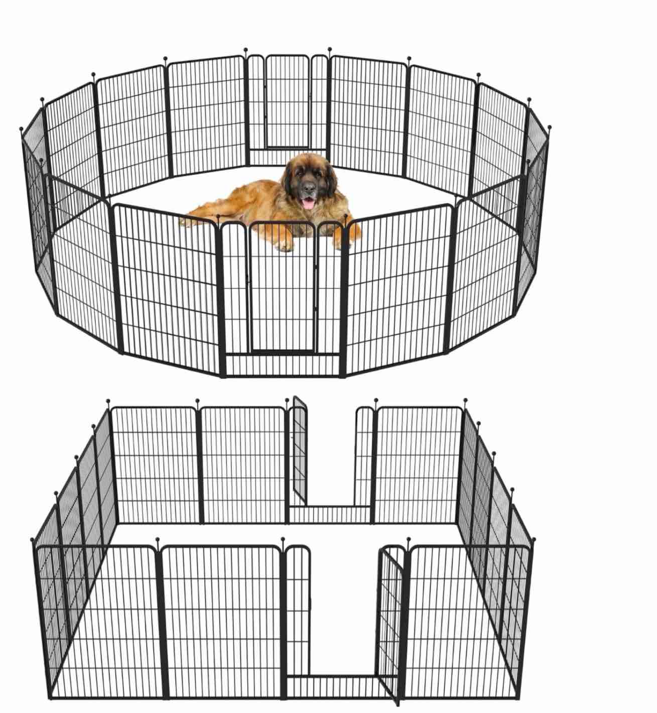 barebones 16-panel dog playpen heavy duty portable pet fence with easy access door panel 40 high
