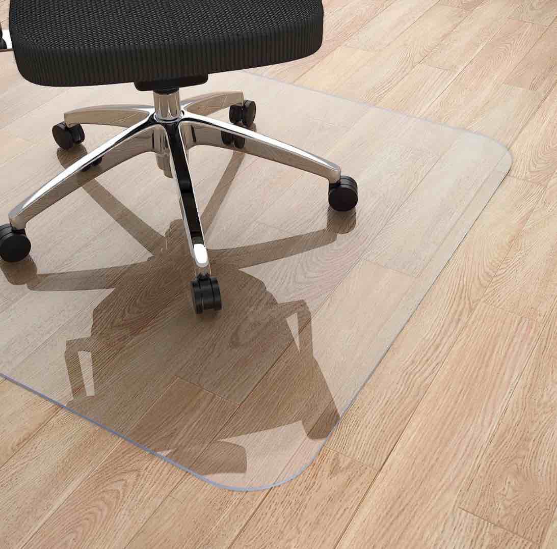 office mat for hard floor (36 "x 48" rectangle), transparent pvc, delamu office chair mat for home and office