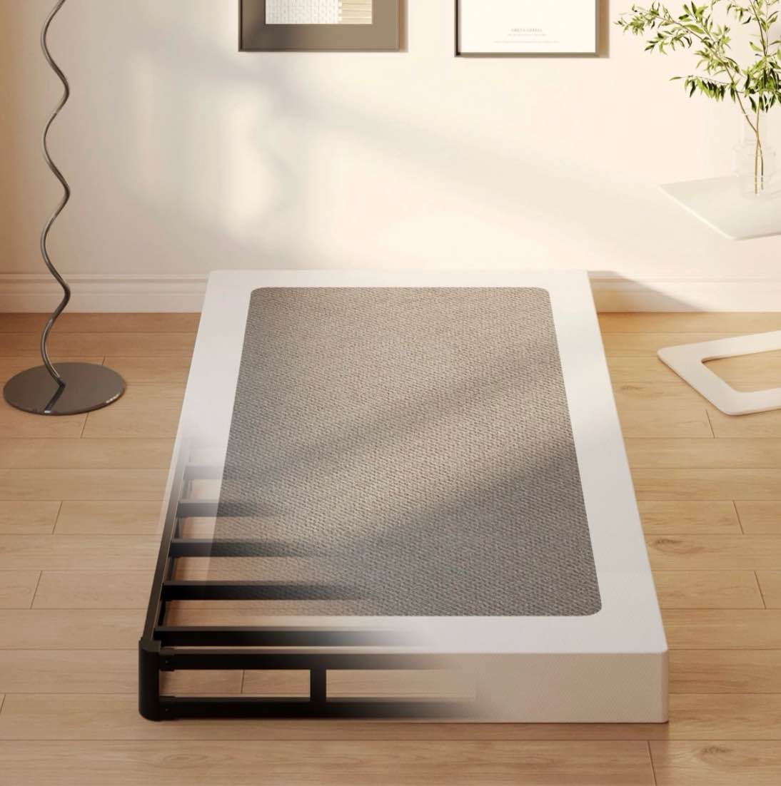 napcenter 5 inch twin box spring, mattress foundation, heavy duty metal, included fabric cover, noise free, easy assembly