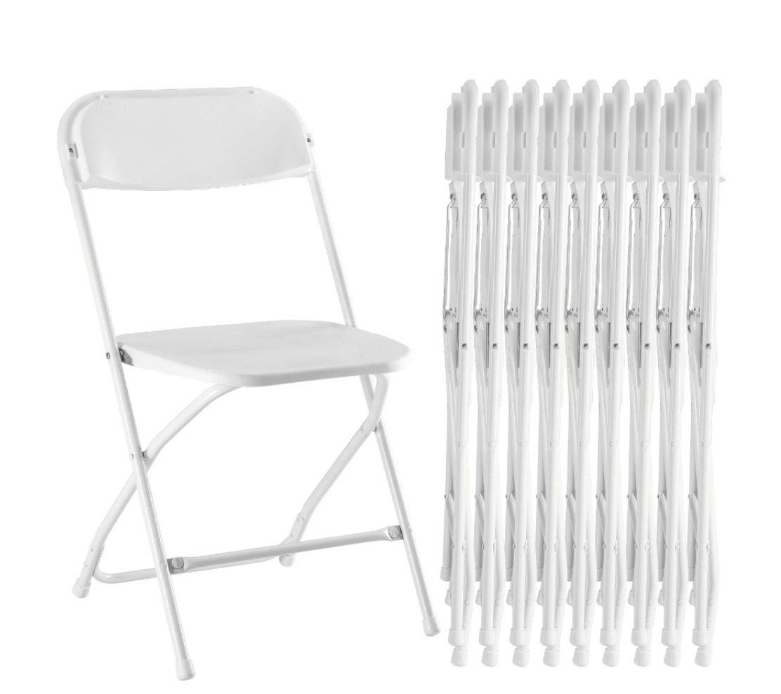 joinsun 10-piece folding chair set with non-slip feet 330 lbs. weight capacity for home and office use for indoor and outdoor activities white