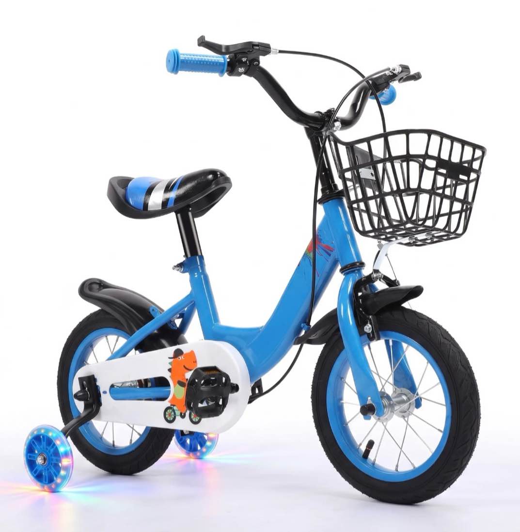12 inch kids bike with training wheels, 2-in-1 kids bicycle with adjustable handlebar/seat, toddler bike gift for boys girls kids toddlers 1-5 yo,blue