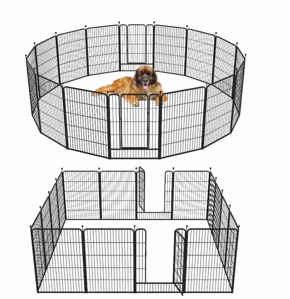 barebones 16-panel dog playpen heavy duty portable pet fence with easy access door panel 40 high