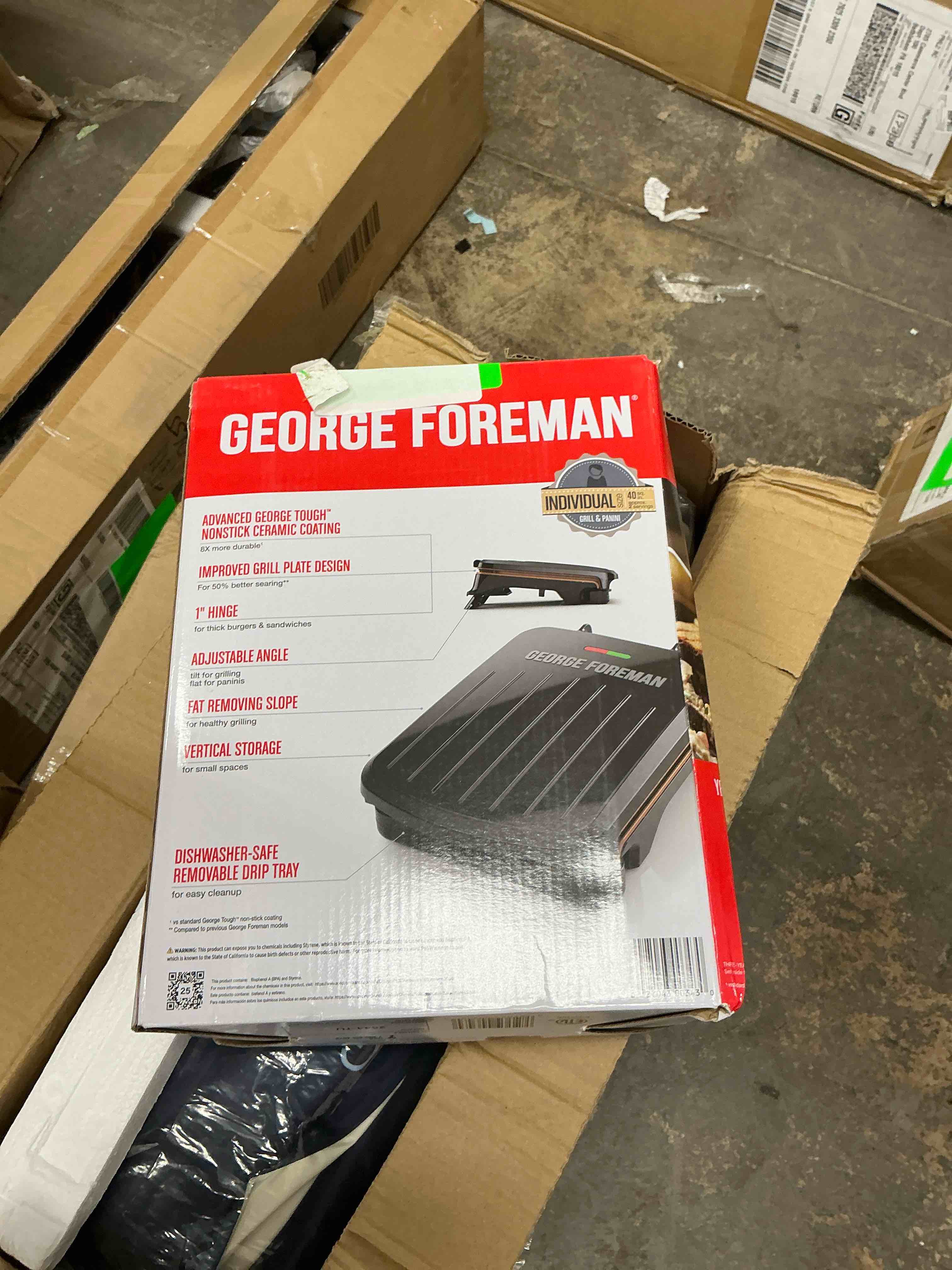Condition photo showing Good Condition for george foreman 2?serving electric indoor grill non?stick panini press compact slim design easy?clean drip tray black