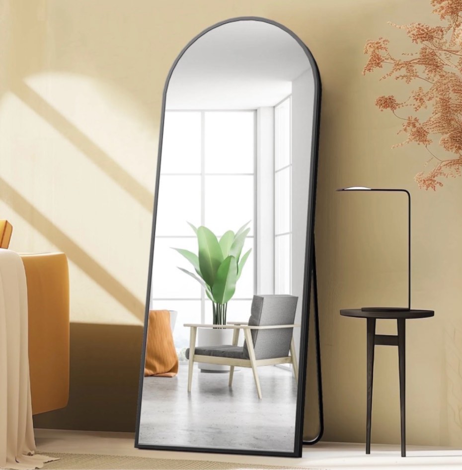 concetta 64 x21 arched full length mirror full body standing mirror floor mirrors black