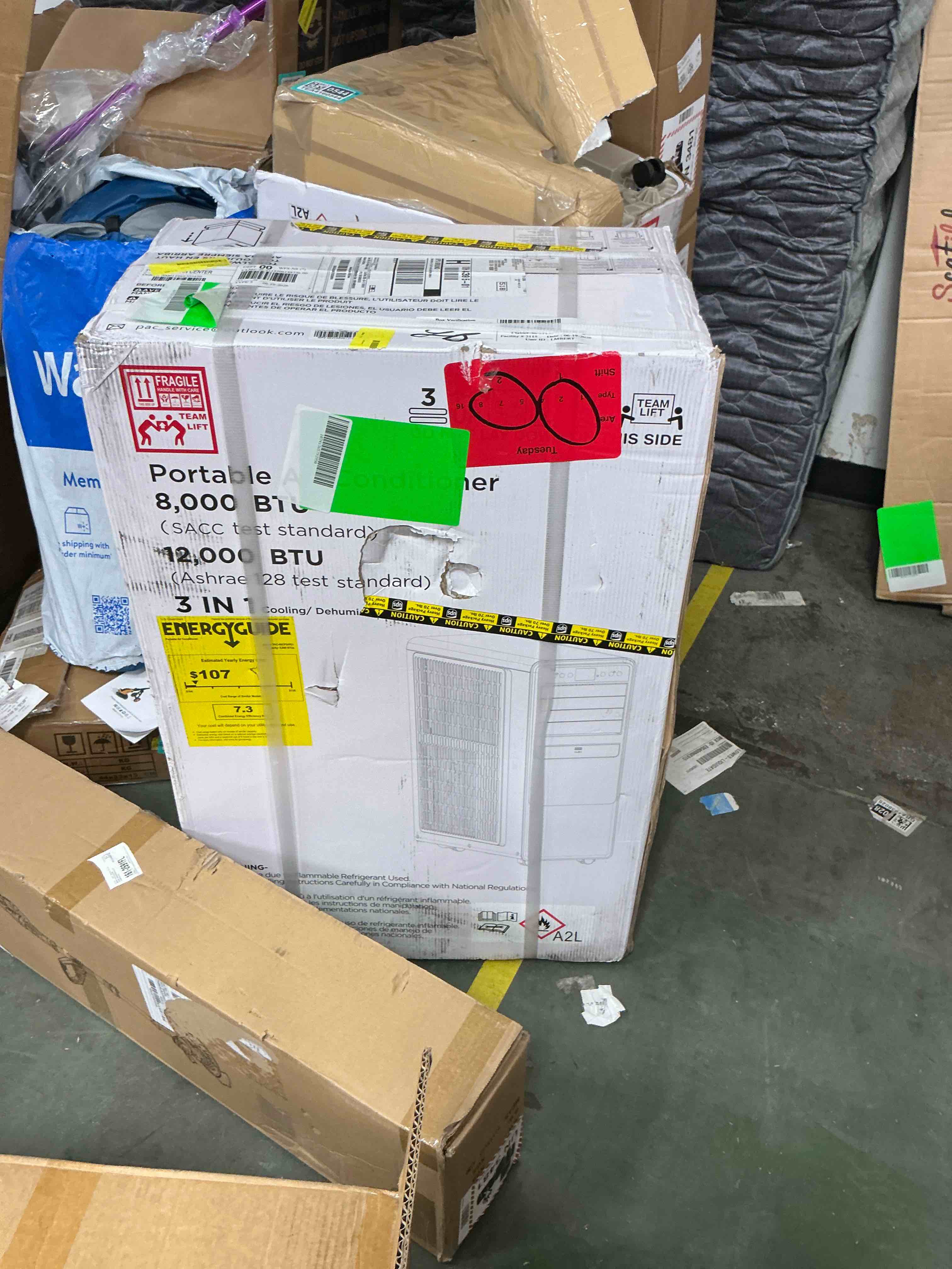 Condition photo showing New/Like New for lcxmtv 12000 btu ashare portable air conditioner for room up to 500 sq. ft, 3-in-1 portable ac unit with cool, dehumidifier & fan, backlit remote, 24h timer, auto & sleep mode
