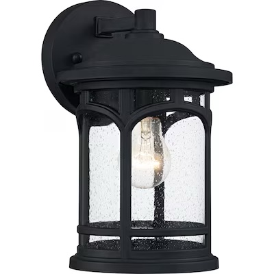 quoizel kessel 1 -light 11.25-in h matte black hardwired outdoor wall light