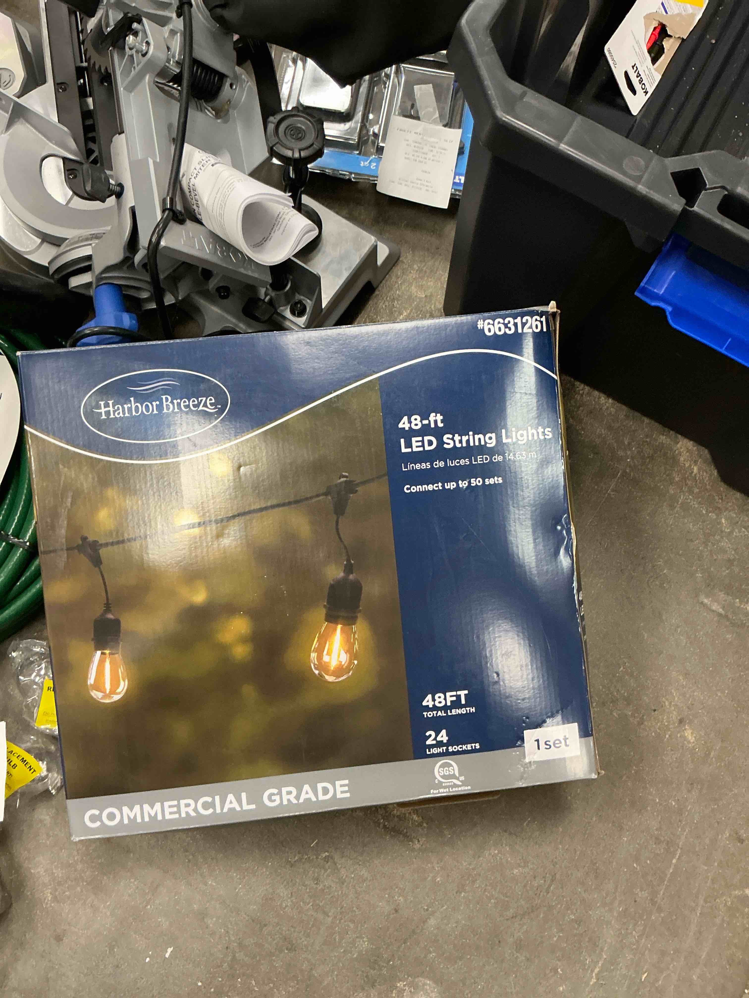 Condition photo showing Good Condition for harbor breeze 48-ft plug-in black indoor/outdoor string light with 24 white -light led edison bulbs