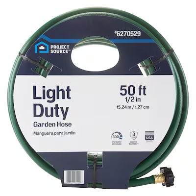 project source 1/2-in x 50-ft light -duty vinyl green hose