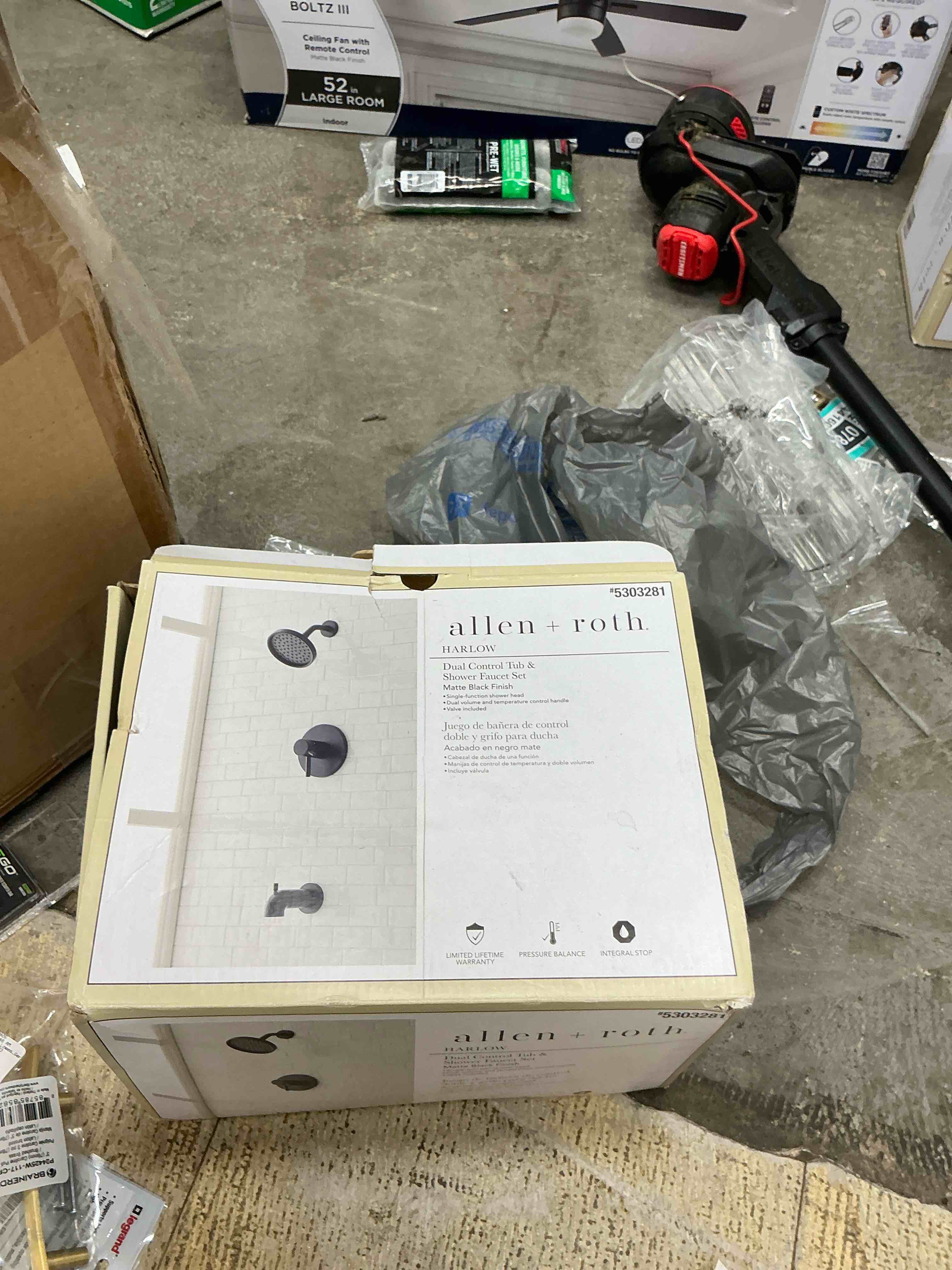 Condition photo showing Good Condition for allen + roth harlow matte black 2-handle single function 6-in round bathtub and shower faucet (