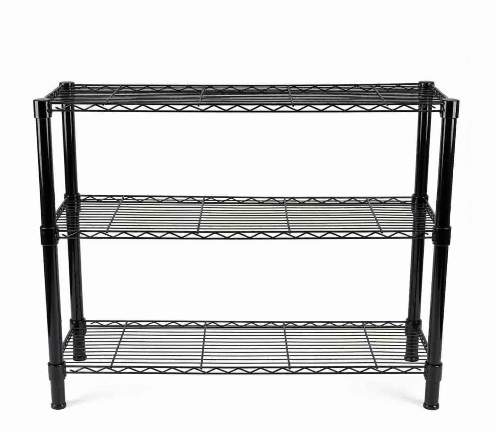 standing shelving units, 36" w x 14" d x 32" h metal storage shelves, adjustable carbon steel wire shelving rack display shelf for garage bathroom kitchen home office (3-tiers, black)
