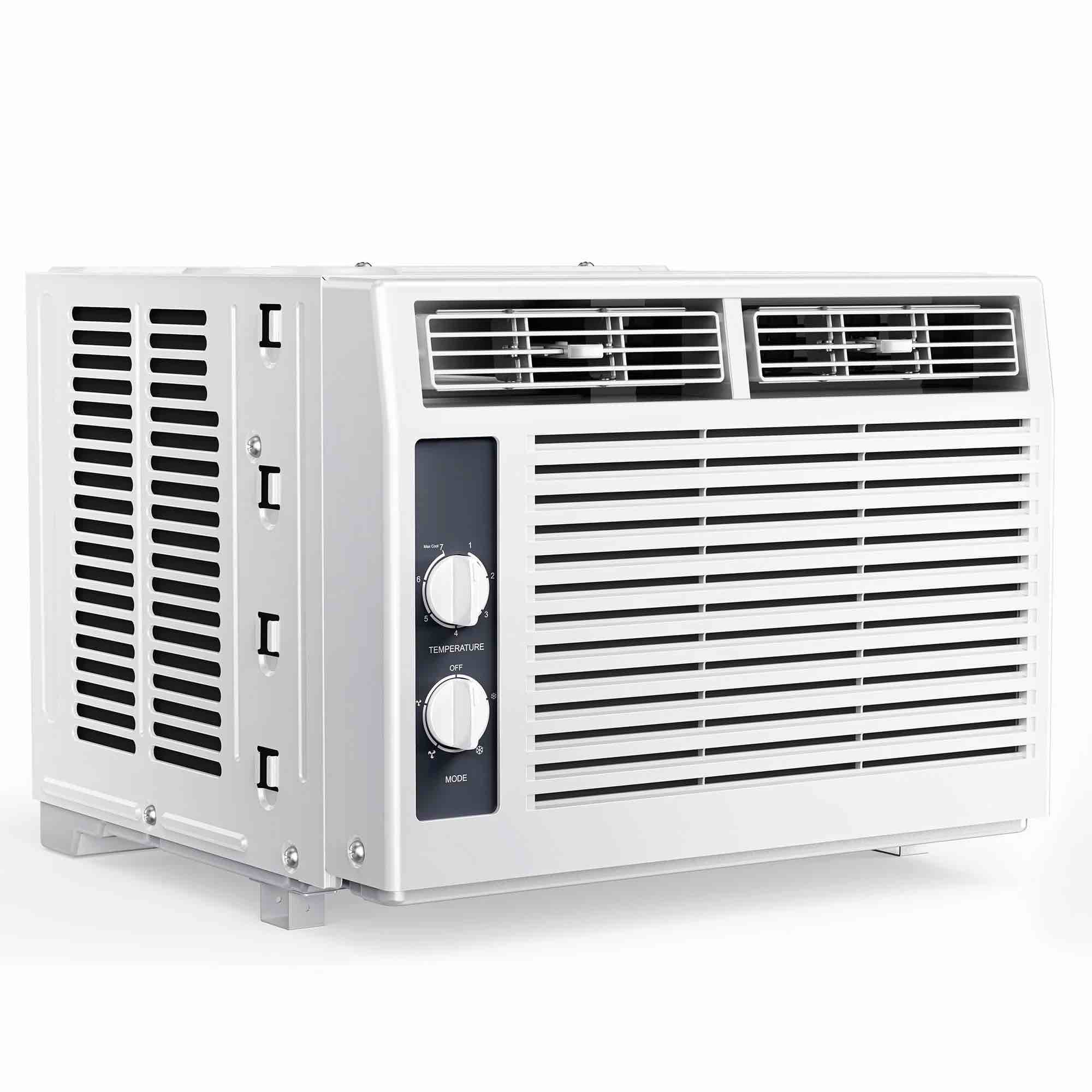 simzlife 5,000 btu window air conditioner, cools up to 150 sq ft, knob,2 cooling modes,without remote control, white