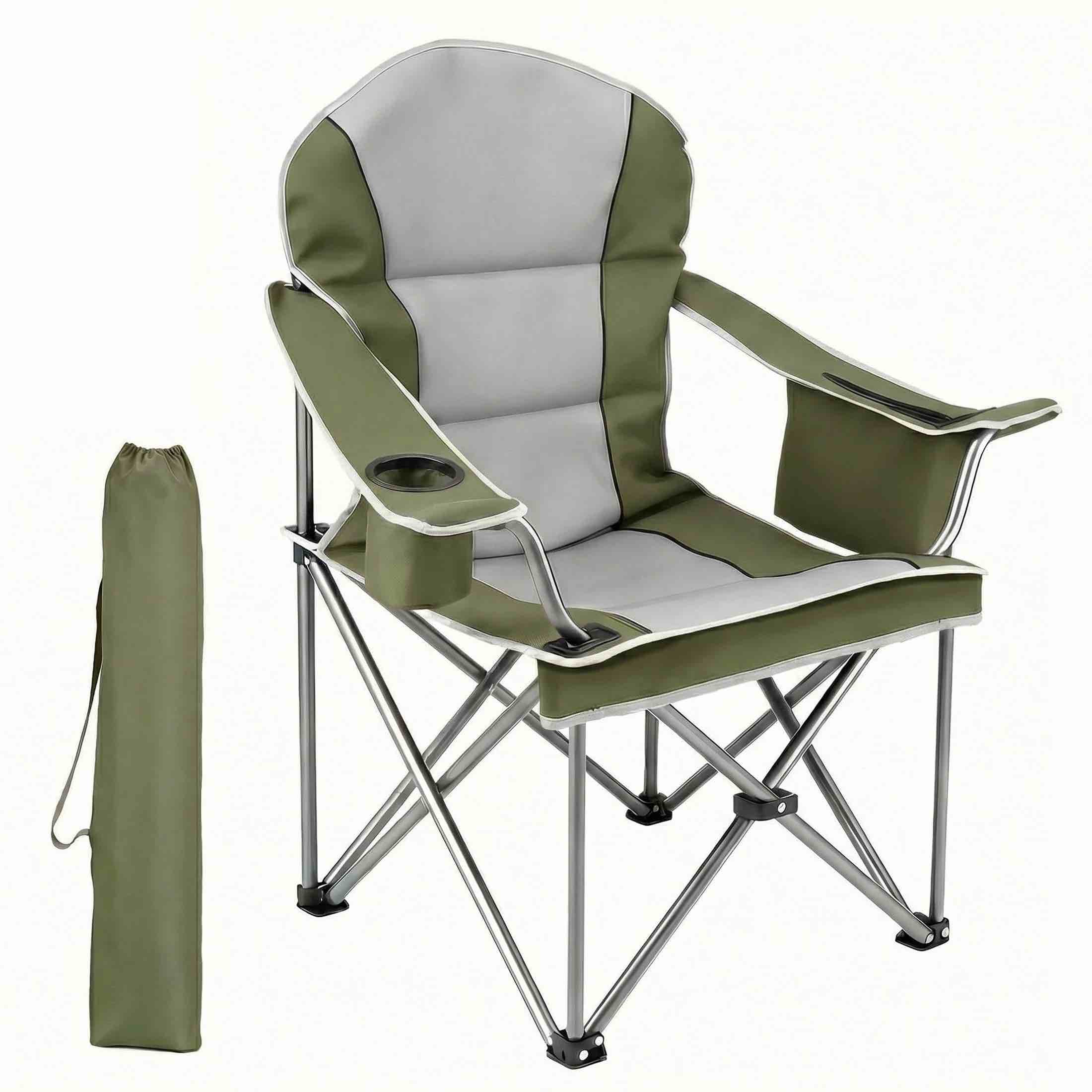 edx heavy duty camping chair 500 lb capacity oversized extra wide for adults padded high back folding lawn chair 500 lbs steel frame portable outd