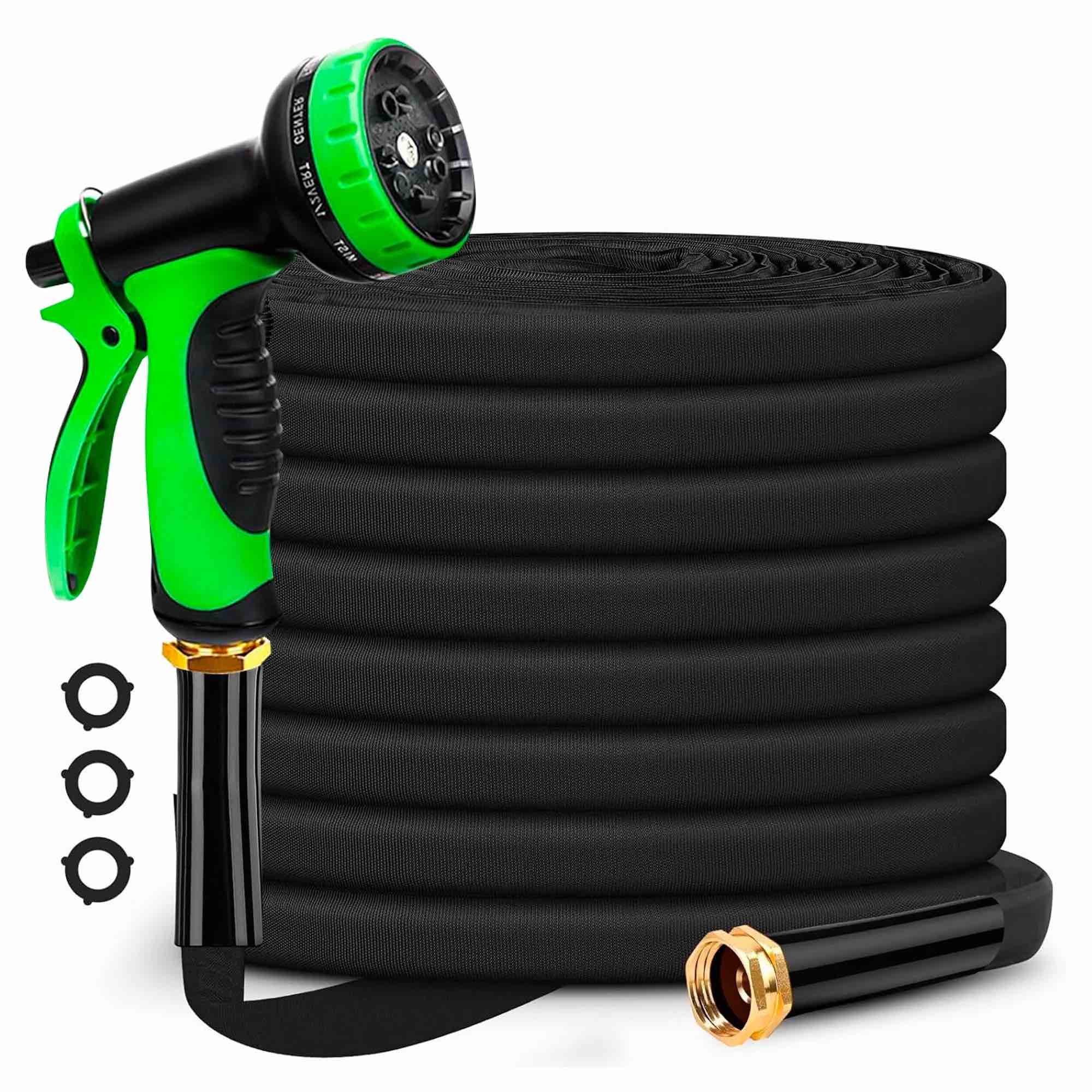garden hose 100ft, non-expanding water hose ultra lightweight, kink-free, sturdy, flexible, abrasion resistant hose for yard, lawn, outdoor, marine and camper