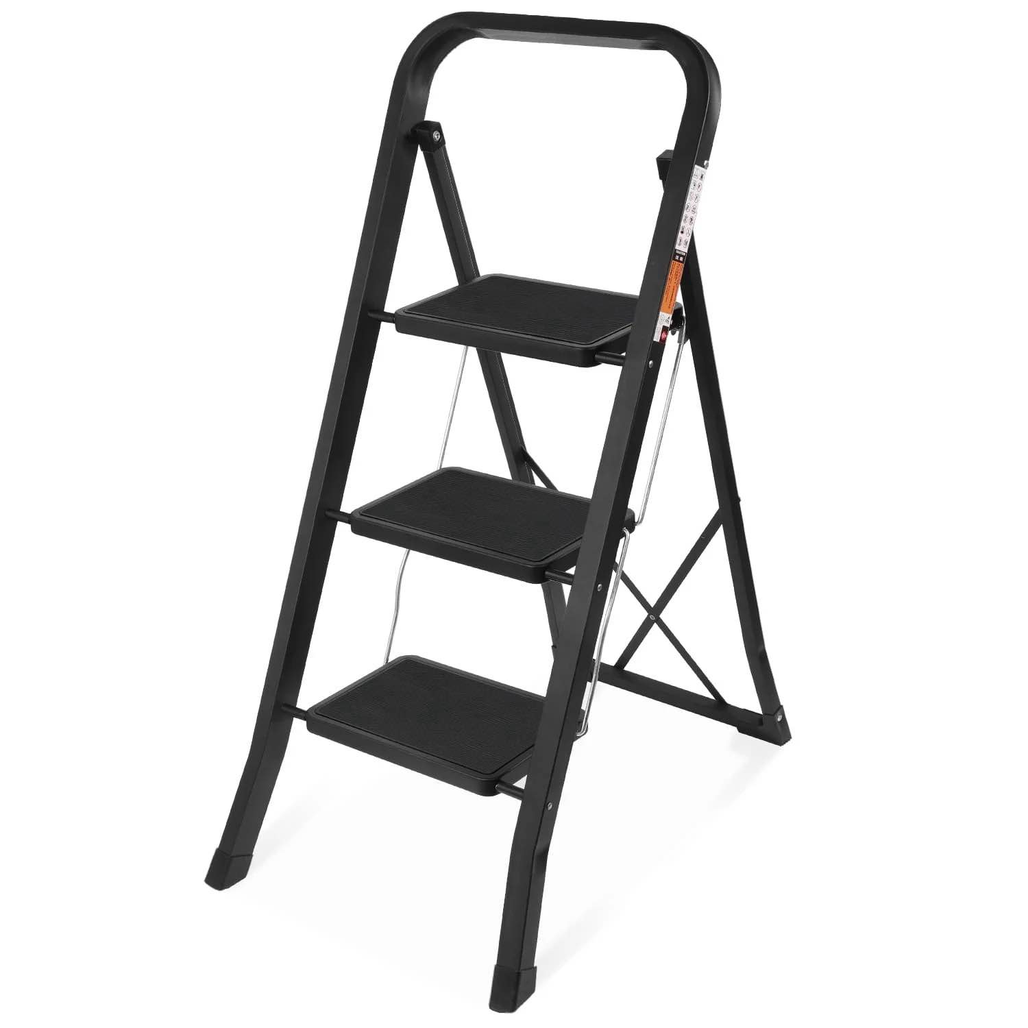 primy 4 step ladder folding step stool with extra wide anti-slip pedal and top handrail 350lbs lightweight portable sturdy steel ladders for househo