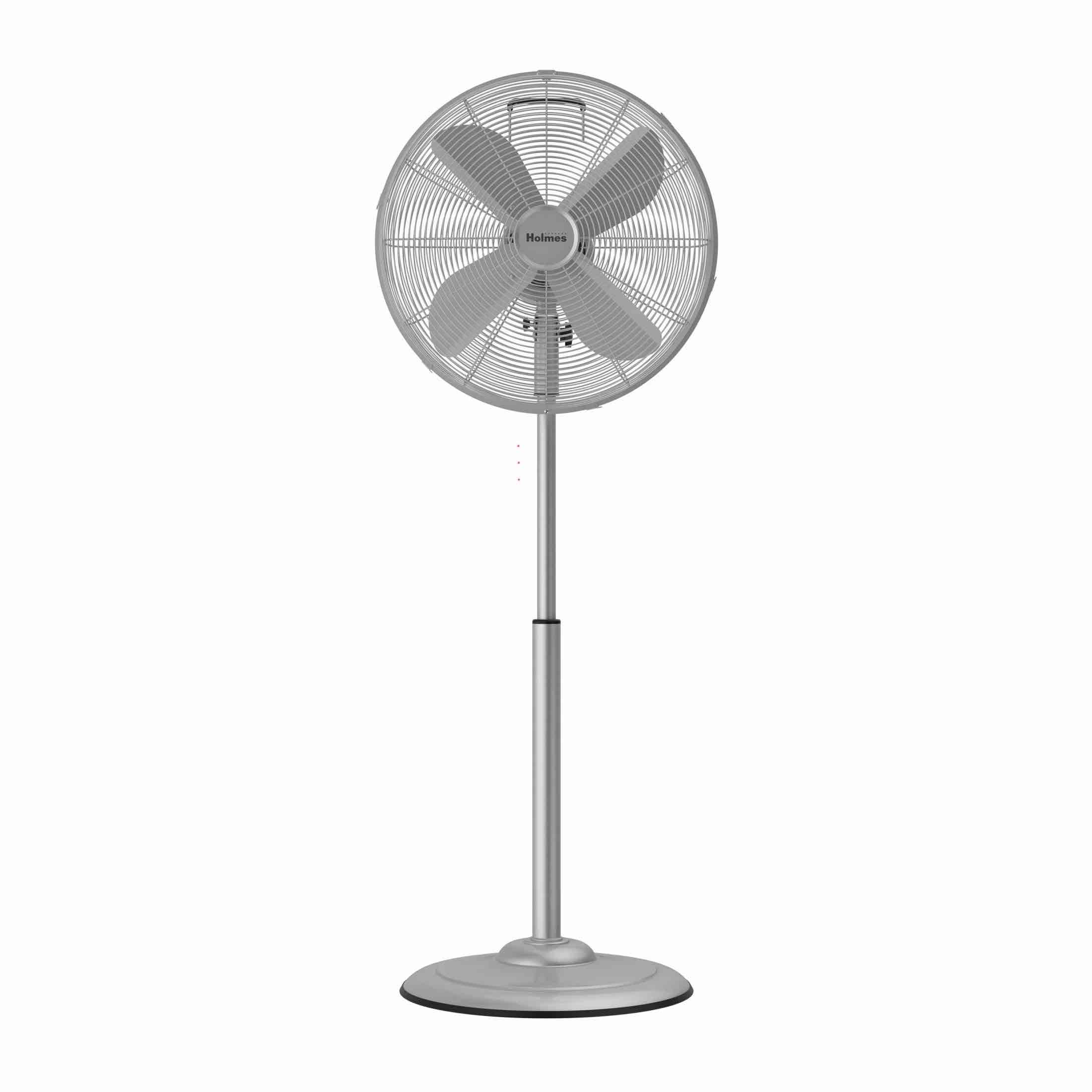 holmes 16 inch oscillating stand fan 3 speed tilt head pedestal brushed chrome