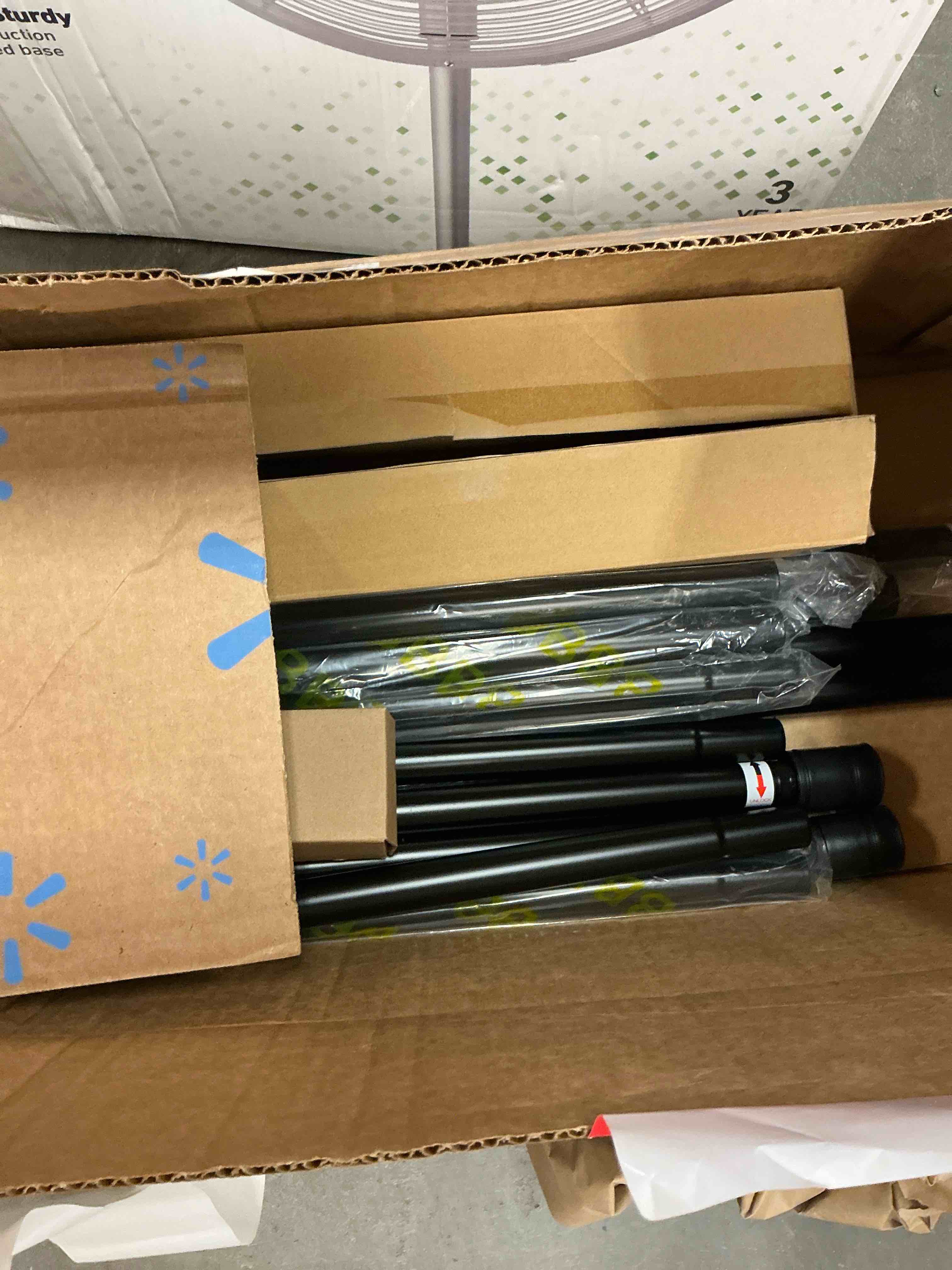Condition photo showing Good Condition for sindcom matte black curtain rods for windows 66 to 120 inches, 1 inch diameter adjustable heavy duty drapery rod with brackets for living room, 28"-132"