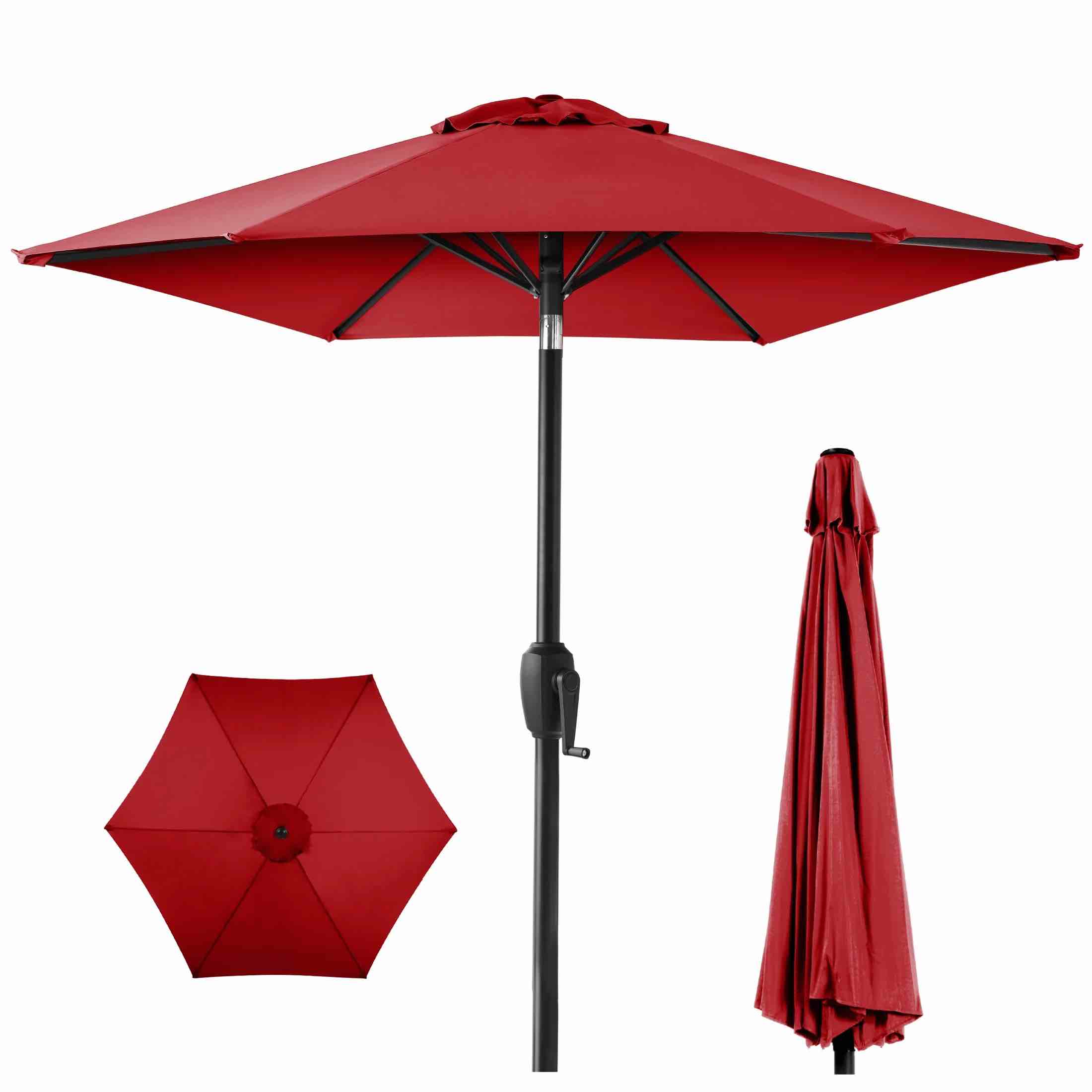best choice products 7.5ft heavy-duty outdoor market patio umbrella w/ push button tilt, easy crank - cherry