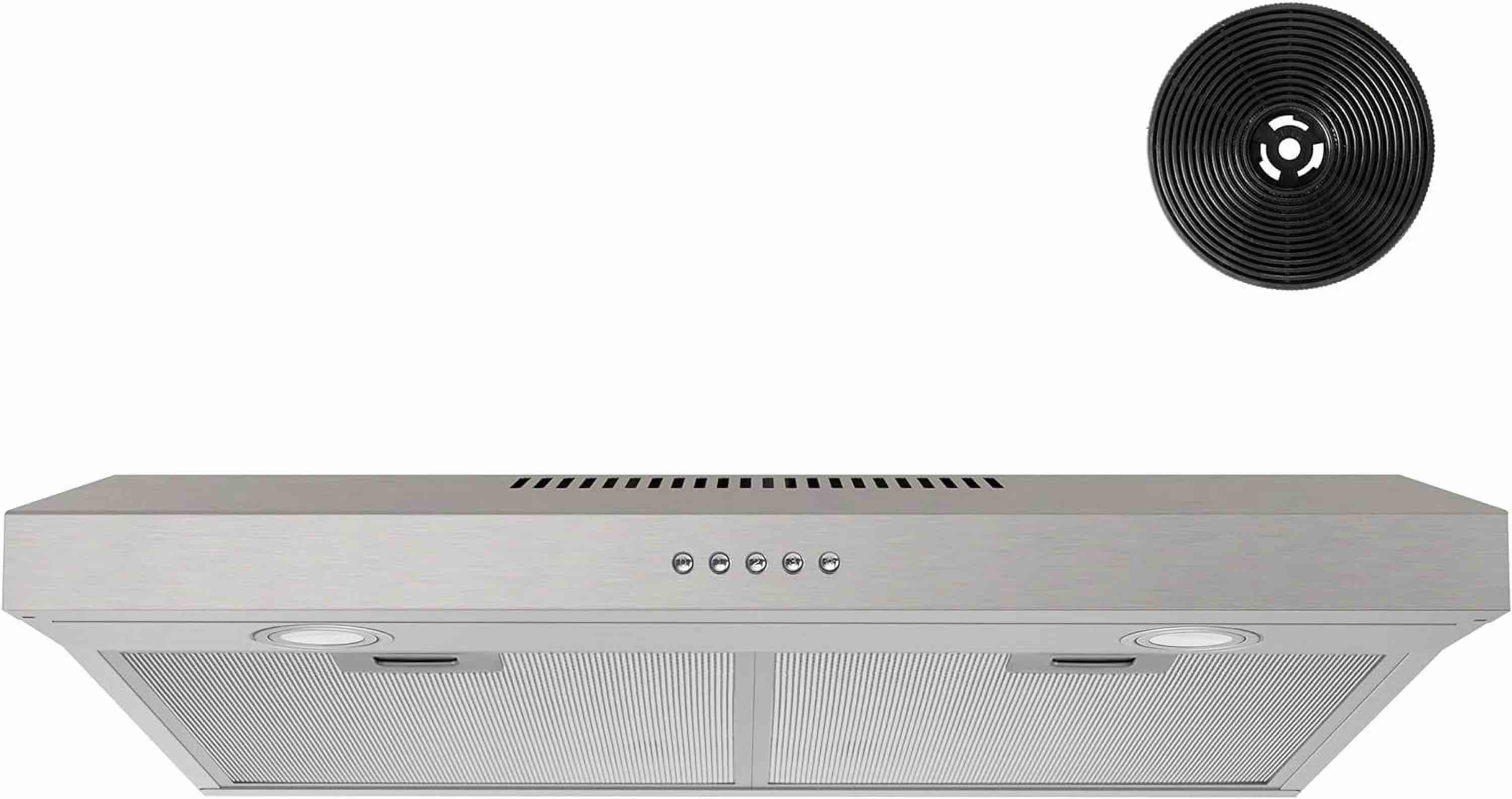 firegas under cabinet range hood 30 inch with brushless dc motor led light 3 speed exhaust fan reusable aluminum filters push button stainless steel range hood with charcoal filter