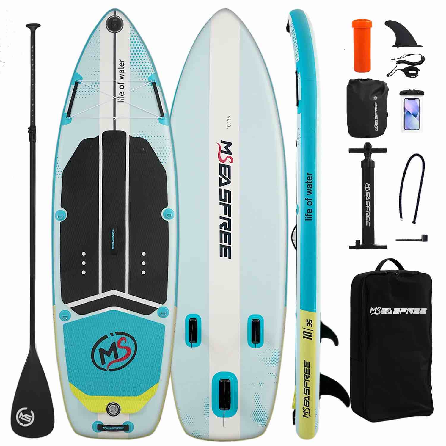 mseasfree inflatable paddle board stand up paddle board with premium sup accessories