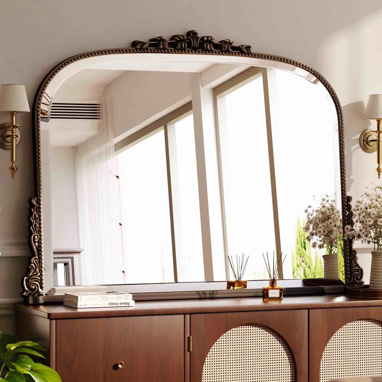yvanla 32"x44" vanity bathroom mirror decor wall mirror, antique bronze