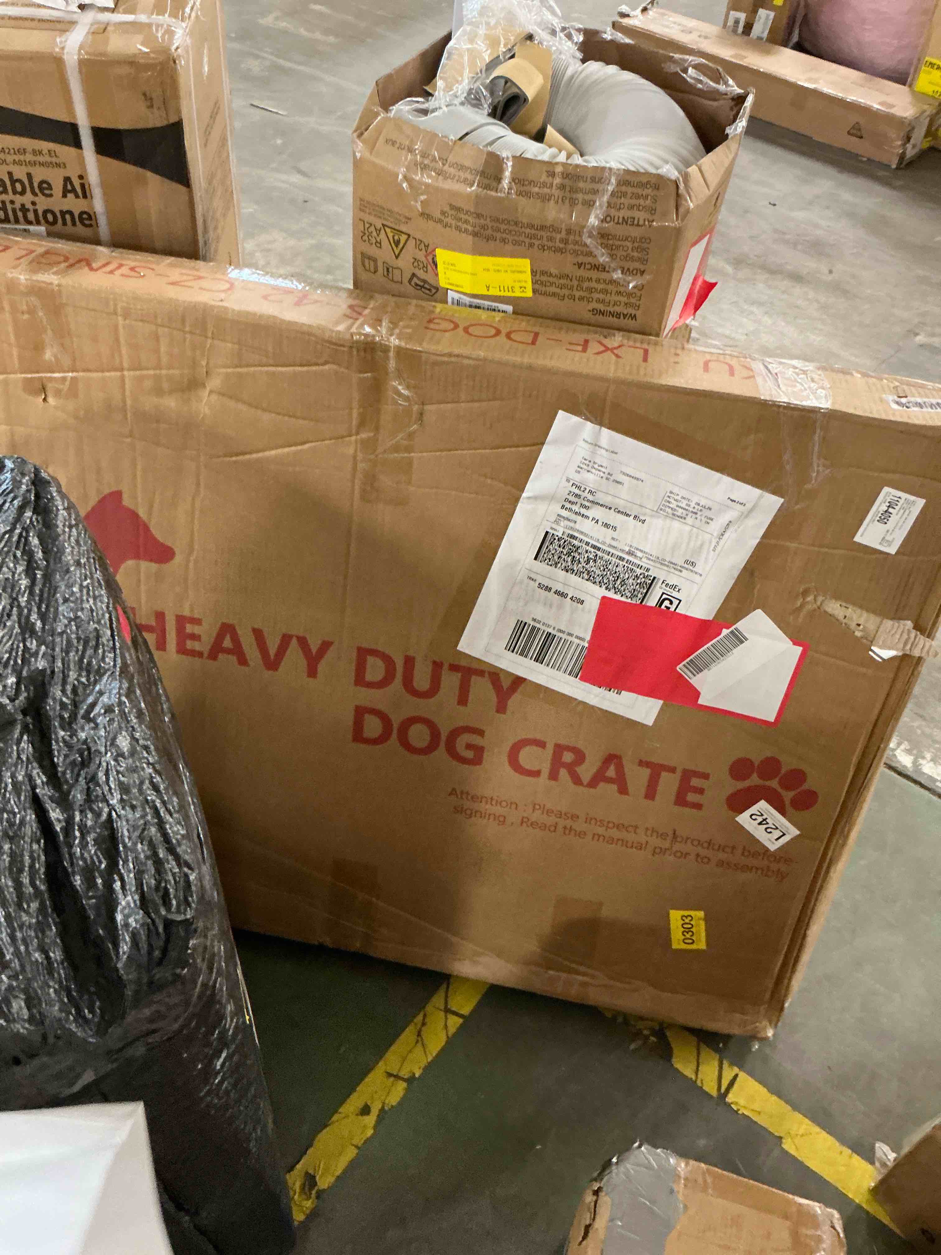 Condition photo showing Good Condition for time ray 42” heavy duty dog crate,large metal escape proof dog cage kennel,indestructible high anxiety dog crate for outdoor and indoor with lock, double door & removable tray