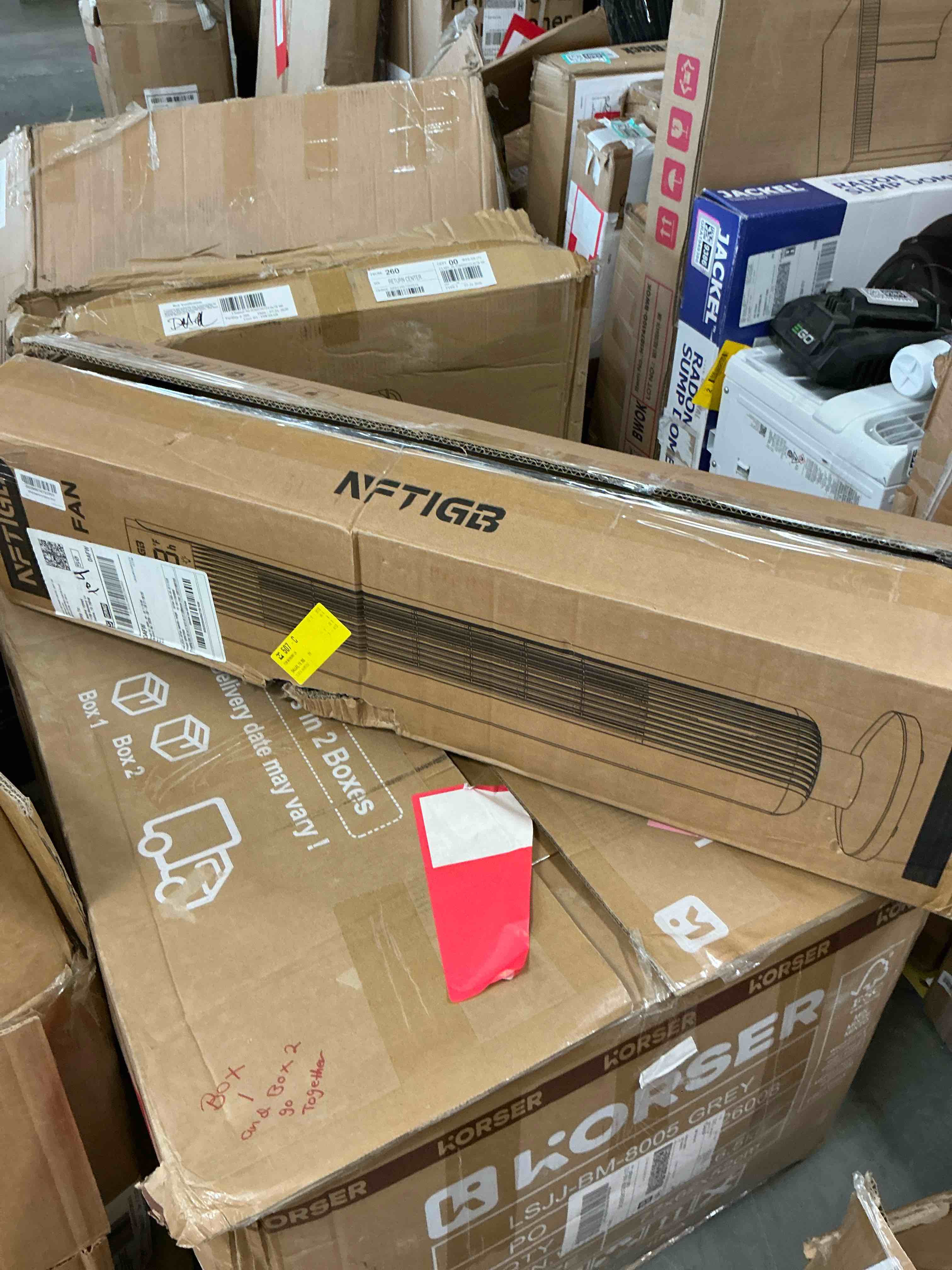 Condition photo showing New/Like New for nftigb tower fan for bedroom 36 inch oscillating fans that blow cold air 3 speeds 3 modes 12h timer standing floor fan for home office black