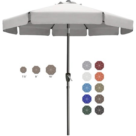abccanopy 7.5ft outdoor market hand push patio umbrella with hanging edge 12+colors light gray
