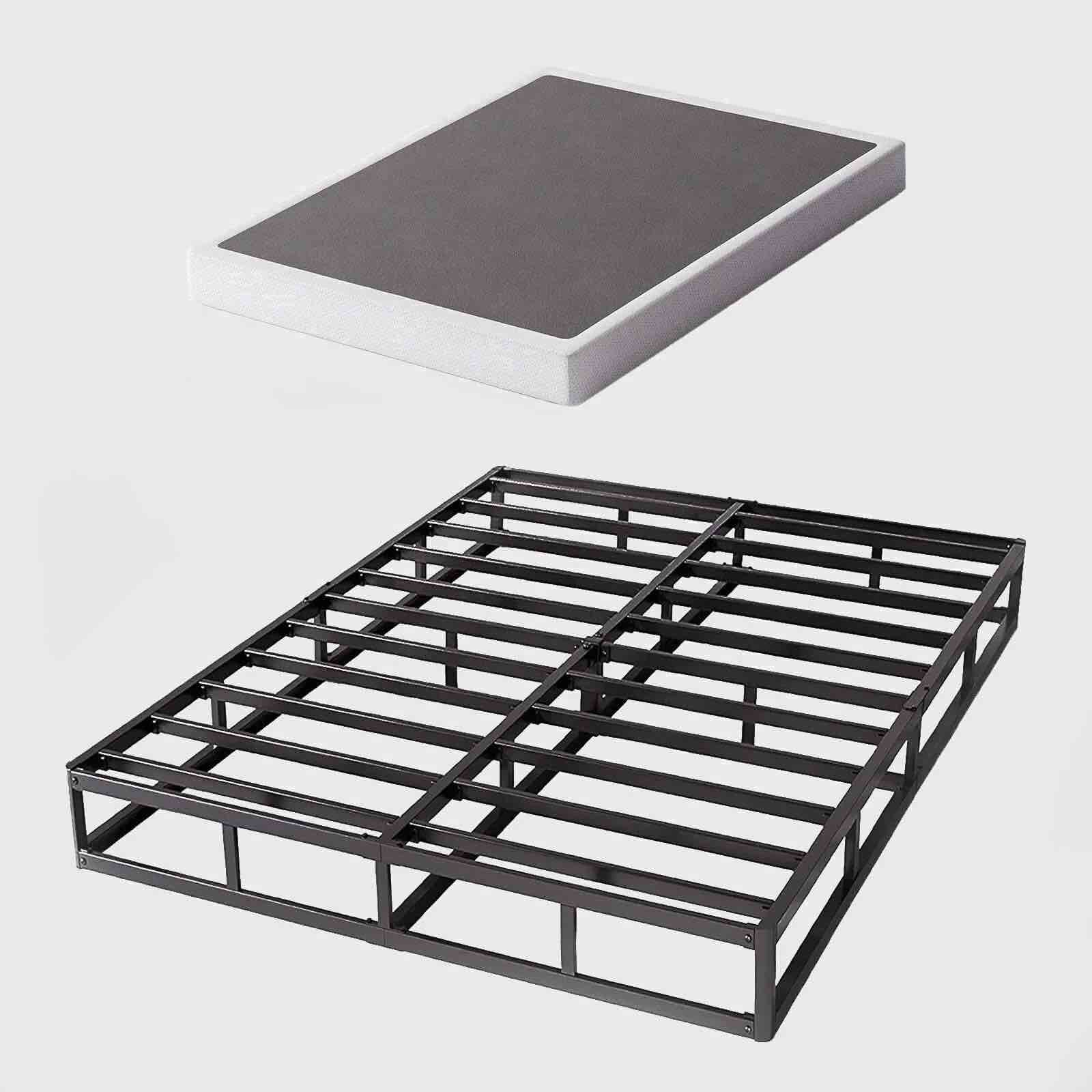 bedsnus 9 inch king heavy duty metal box spring, mattress foundation with fabric cover, easy assembly