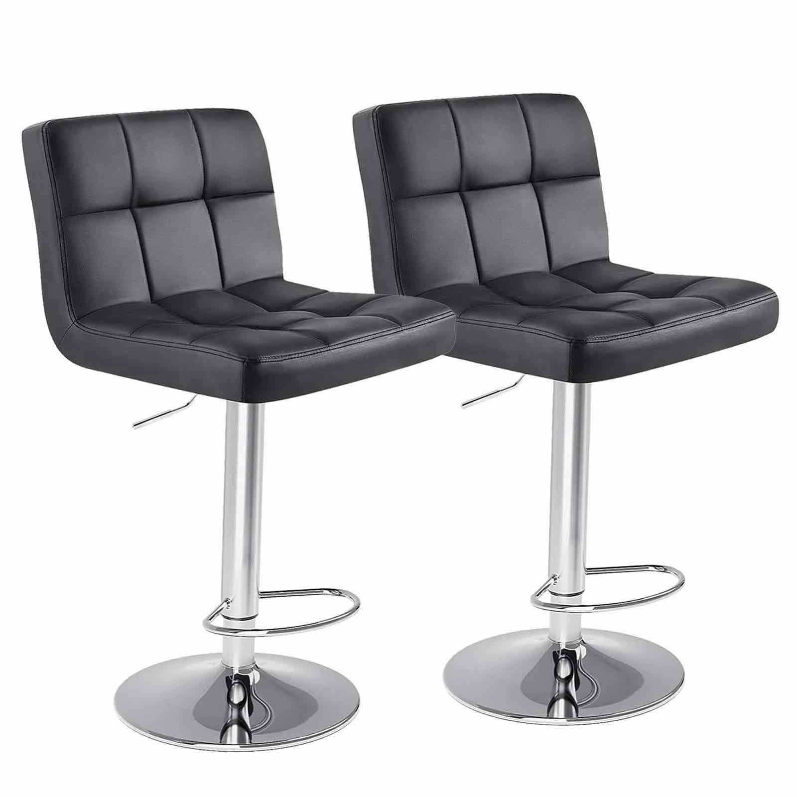 edx bar stools set of 2 with pu leather, swivel high back bar stools for kitchen island, bar stools, black