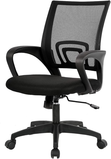 jonpony ergonomic office chair, lumbar support, adjustable height with armrests for adults,black