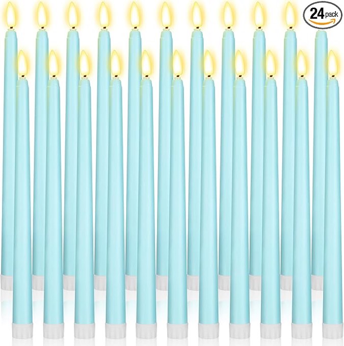 Macarrie 24 Packs Flameless Taper Candles Battery Operated Fake 11 Inch Long Candlelight LED Flamele
