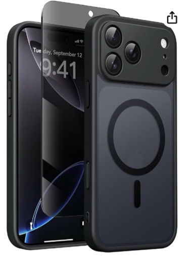 GolbinBox Magnetic for iPhone 17 Pro Max Case, Compatible with MagSafe,[Full Camera Protection] Military Grade Matte Translucent iPhone 17 ProMax Phone Cover,Black