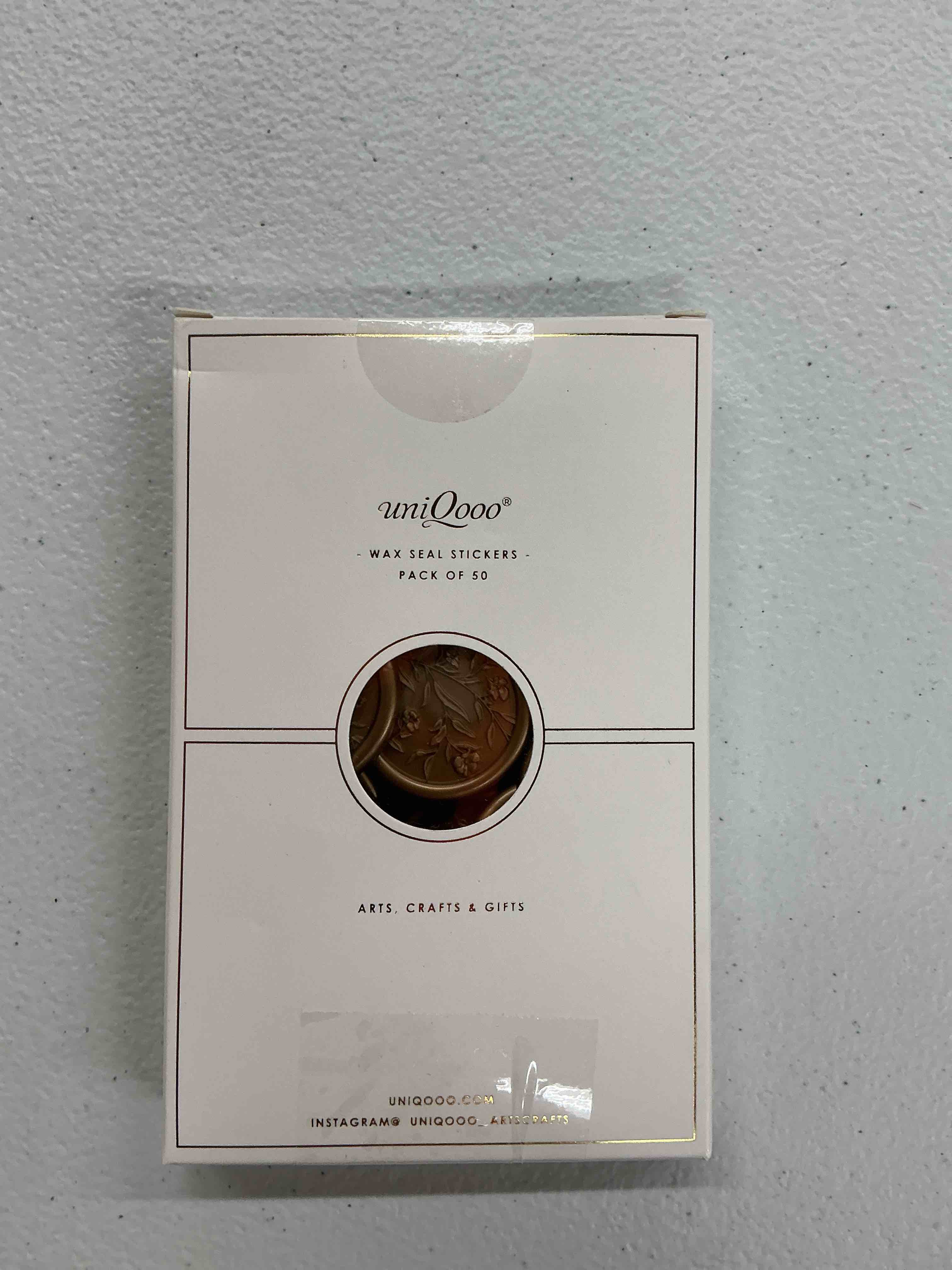 Condition photo showing Good Condition for uniqooo wax seal stickers - 3d floral wedding invitation envelope seal sticker, 50 pcs self- adhesive flower antique gold stickers, perfect for invitation, christmas, gift wrapping round flower, antique gold