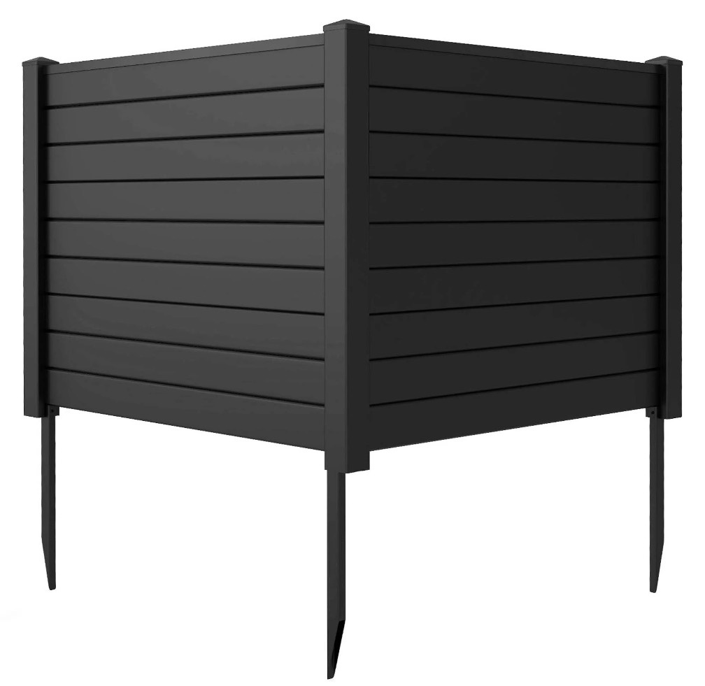 Costway 48"L x 37.5"H Air Conditioner Fence Screen Panel Kit with 3 Ground Stakes Black