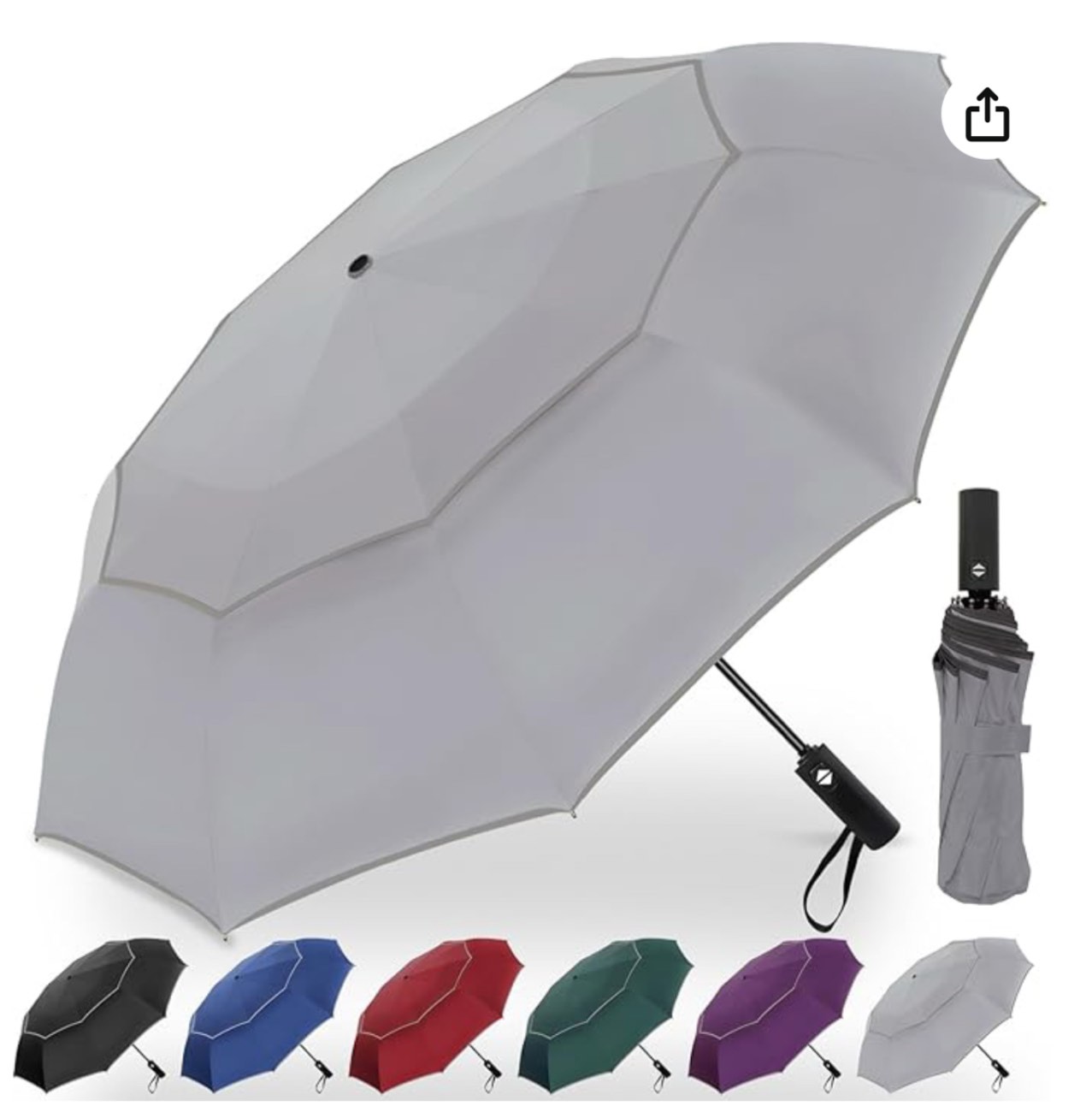 G4Free 62 Inch Portable Golf Umbrella Large Oversize Double Canopy Vented Windproof Waterproof Automatic Open Stick Umbrellas for Men Women(Black)