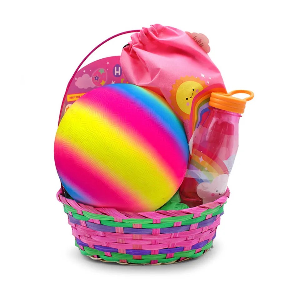Megatoys Pink Rainbow Ball Prefilled Easter Basket