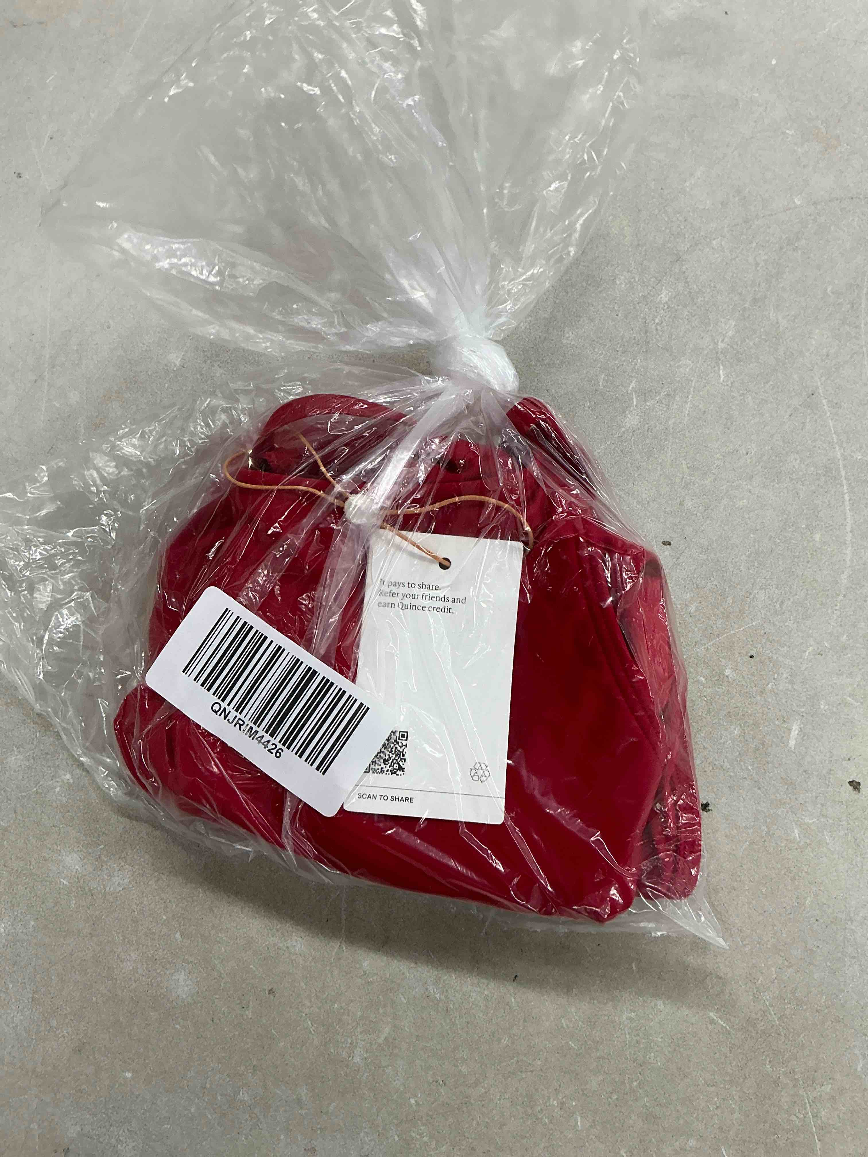 Condition photo showing New/Like New for quince italian cami one-piece swimsuit, m, cherry