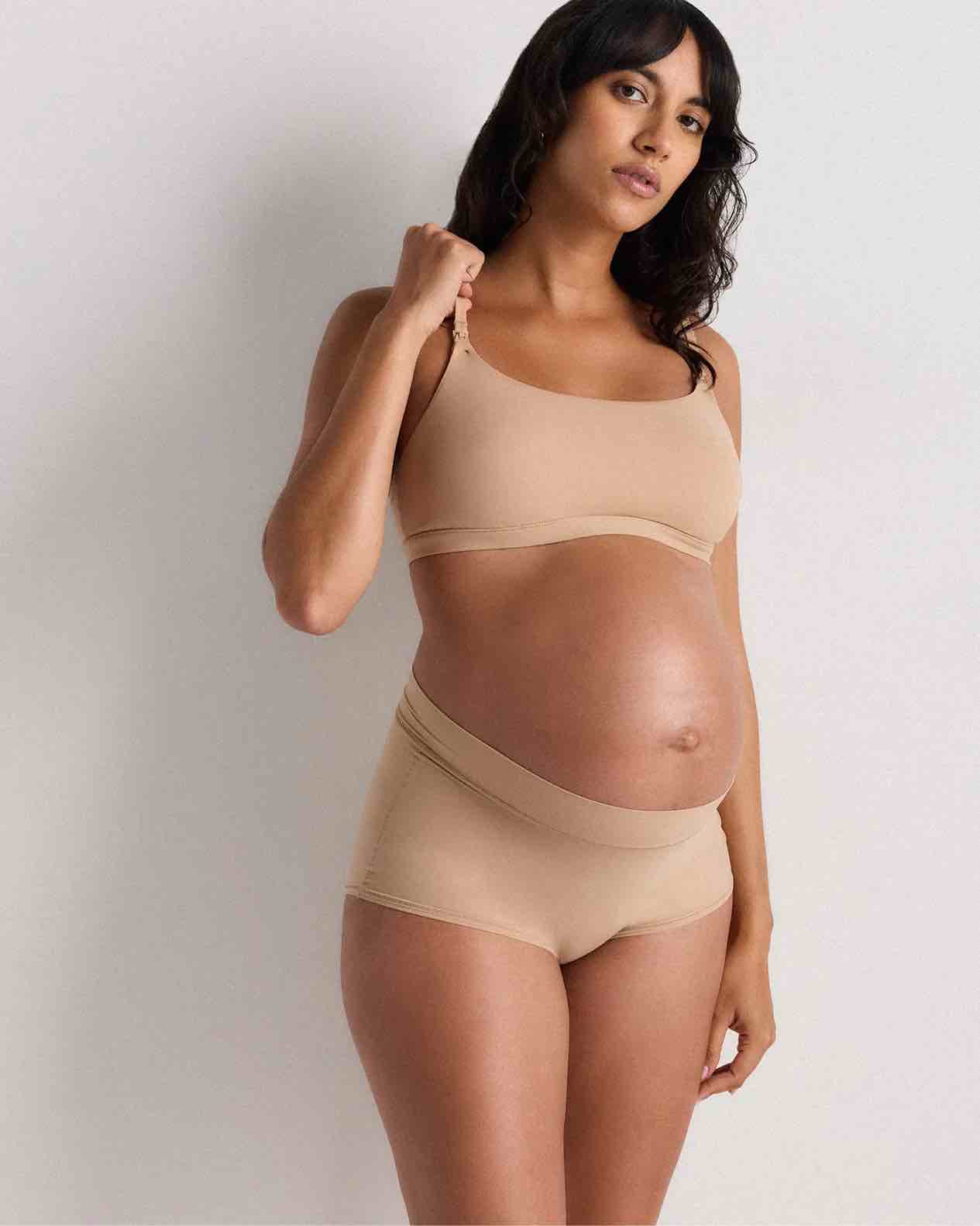 quince second skin bandeau bralette (2-pack), m, sand