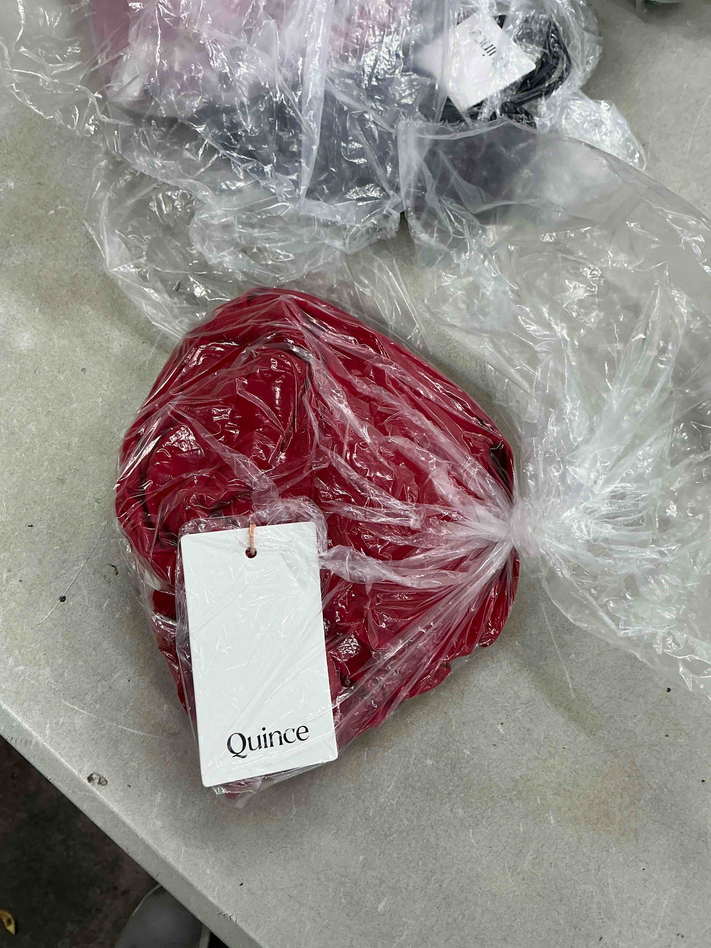 Condition photo showing New/Like New for quince italian cami one-piece swimsuit, m, cherry