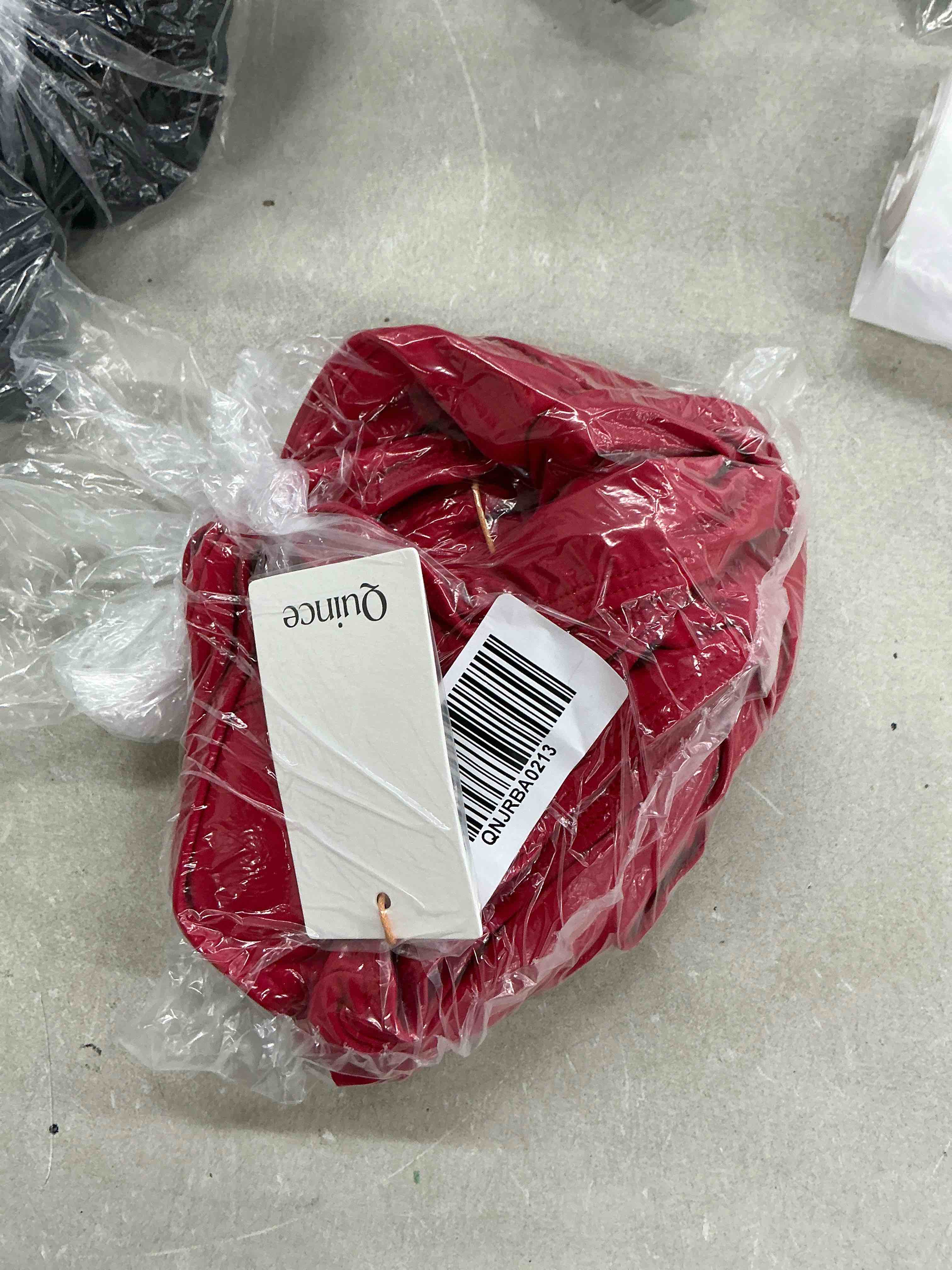Condition photo showing New/Like New for quince italian plunge one-piece swimsuit, s, cherry