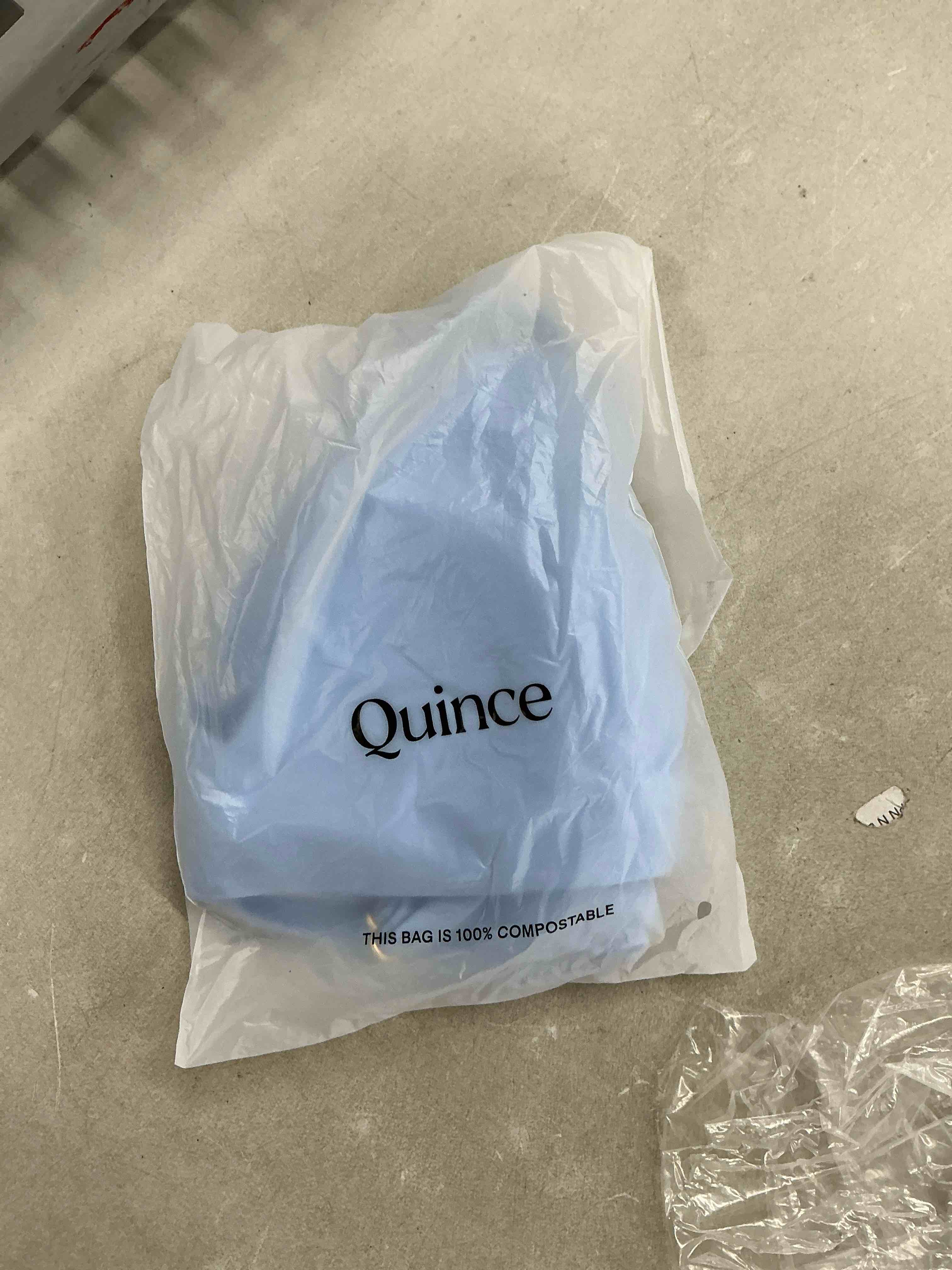 Condition photo showing New/Like New for quince italian v-neck bikini top, xs, clear blue sky