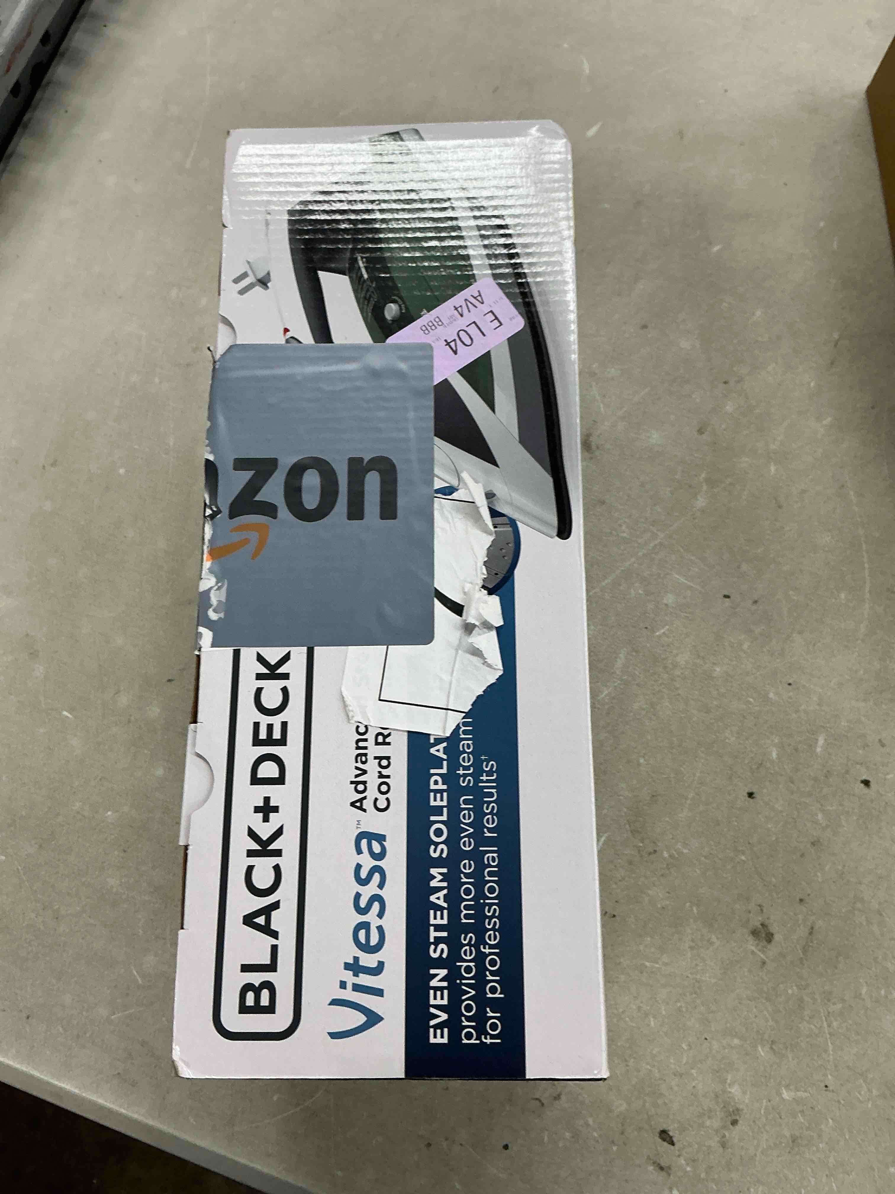 Condition photo showing Good Condition for black+decker vitessa advanced steam iron, icr2020, even steam nonstick soleplate, auto shutoff, tangle-free retractabel cord, green 5.79" x 11.73" x 4.84" standard