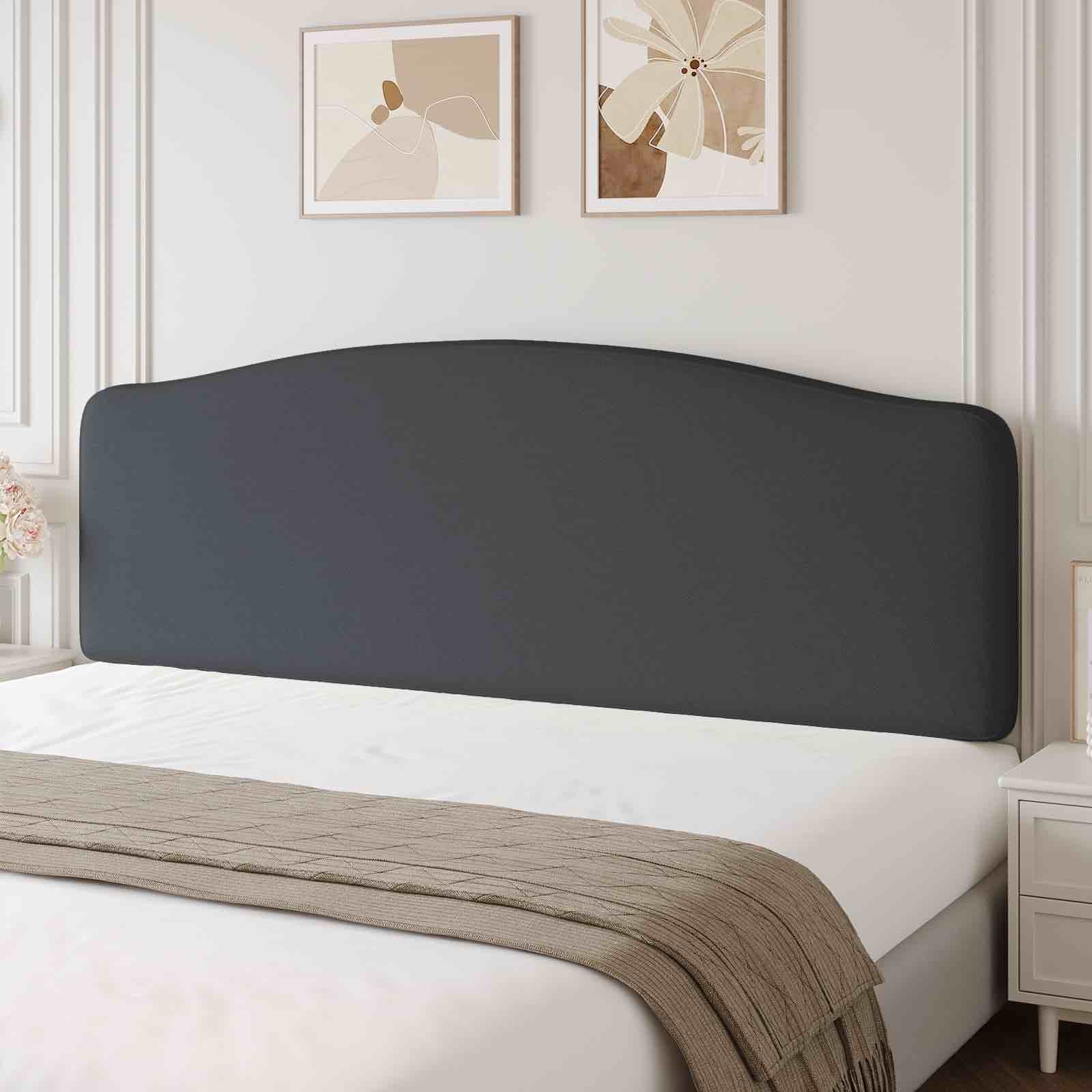 Pinmoco Upholstered Headboard for King Bed, Height Adjustable and Memory Foam Arc-shaped Head Board, Gray