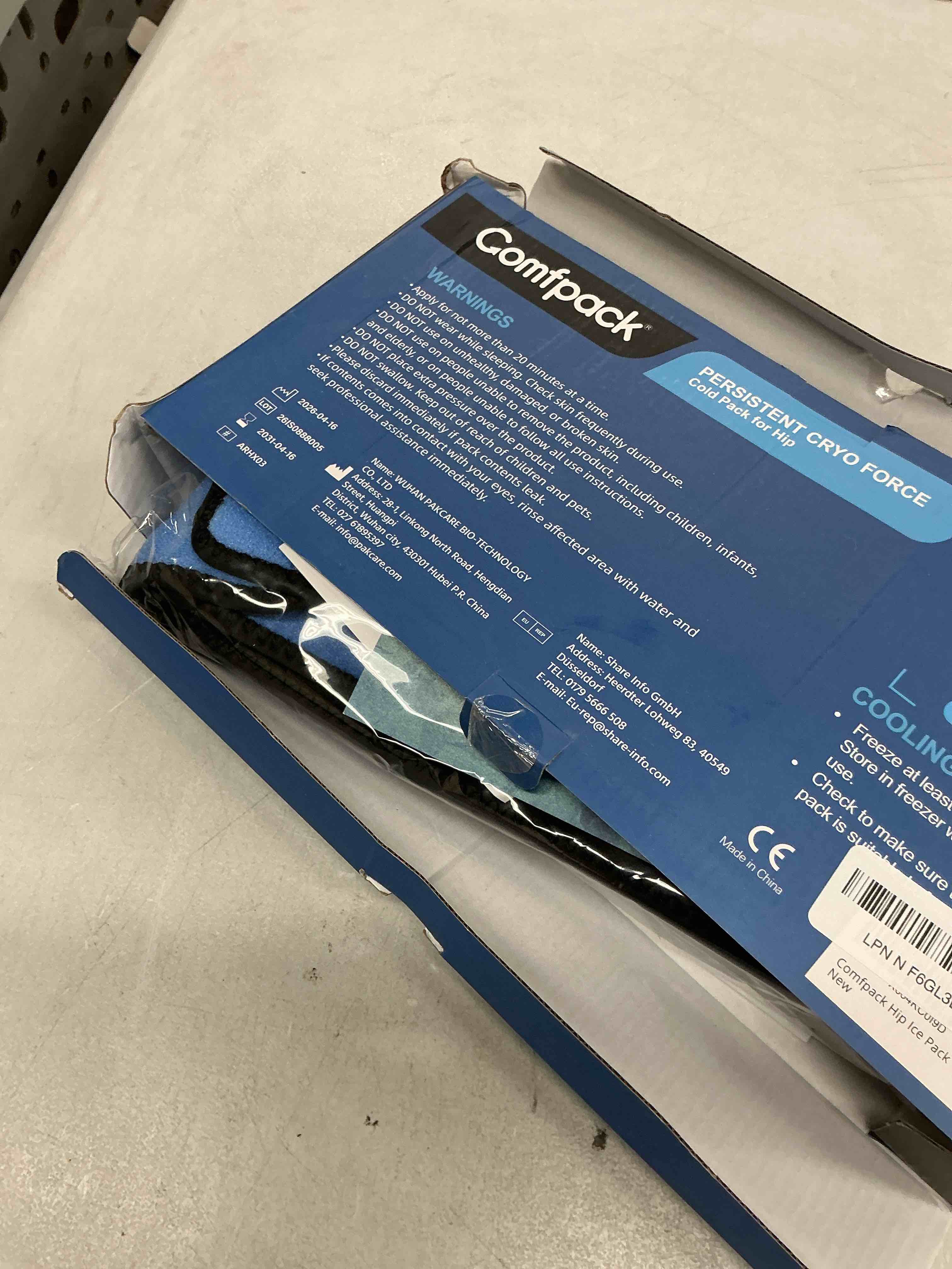 Condition photo showing New/Like New for comfpack hip ice pack wrap, 2 hours long lasting cold for hip replacement surgery, flexible & evenly cooling reusable ice pack for injuries, sciatica, bursitis, hip flexor pain, gift for men women