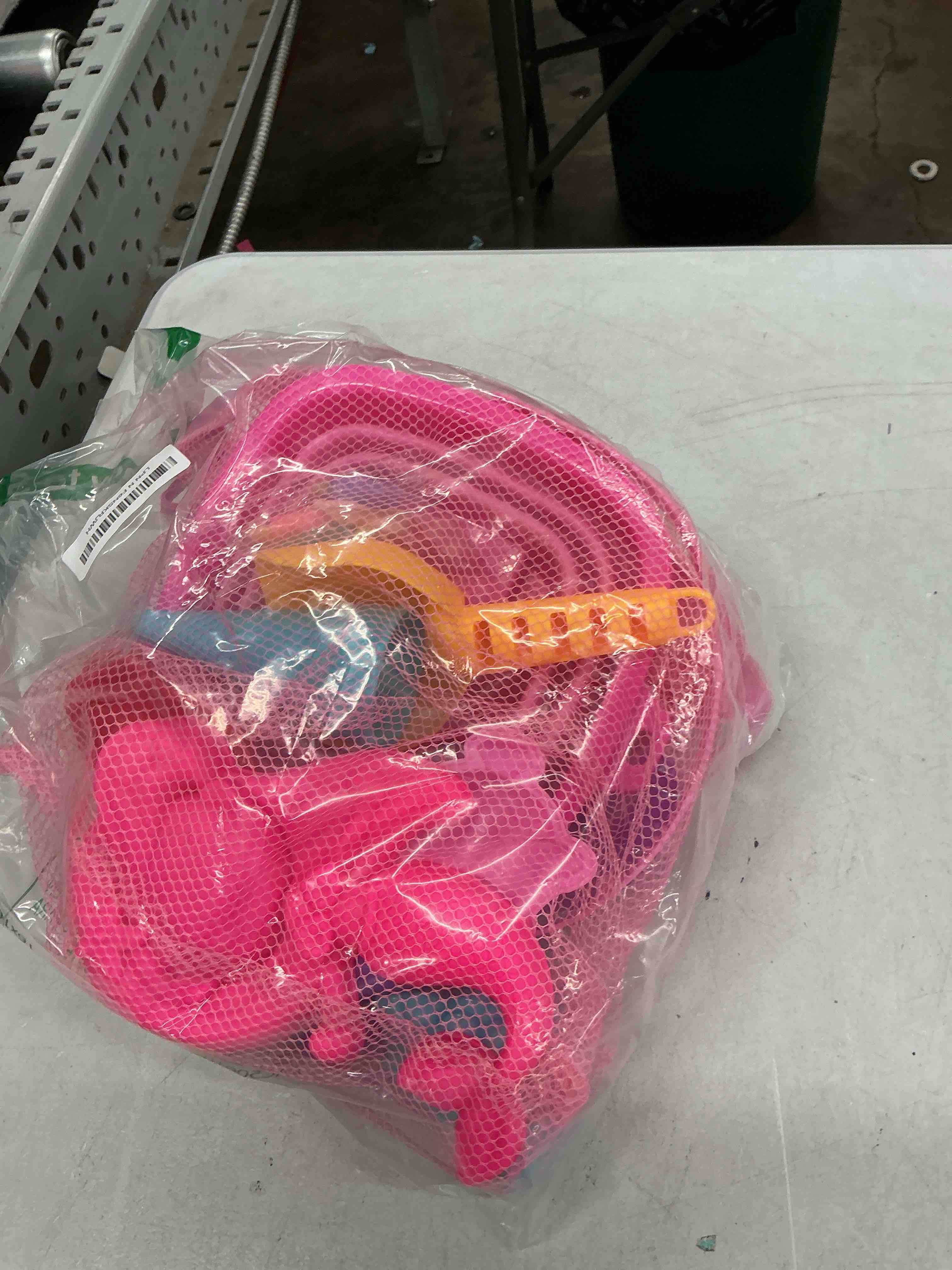Condition photo showing Good Condition for toy life 23 pcs unicorn beach toys for kids ages 4-8 collapsible sand toys with silicone bucket shovels & sand castle building kit molds, sandbox toy for travel, beach party, fishing, summer toys unicorn beach sand toys for kids
