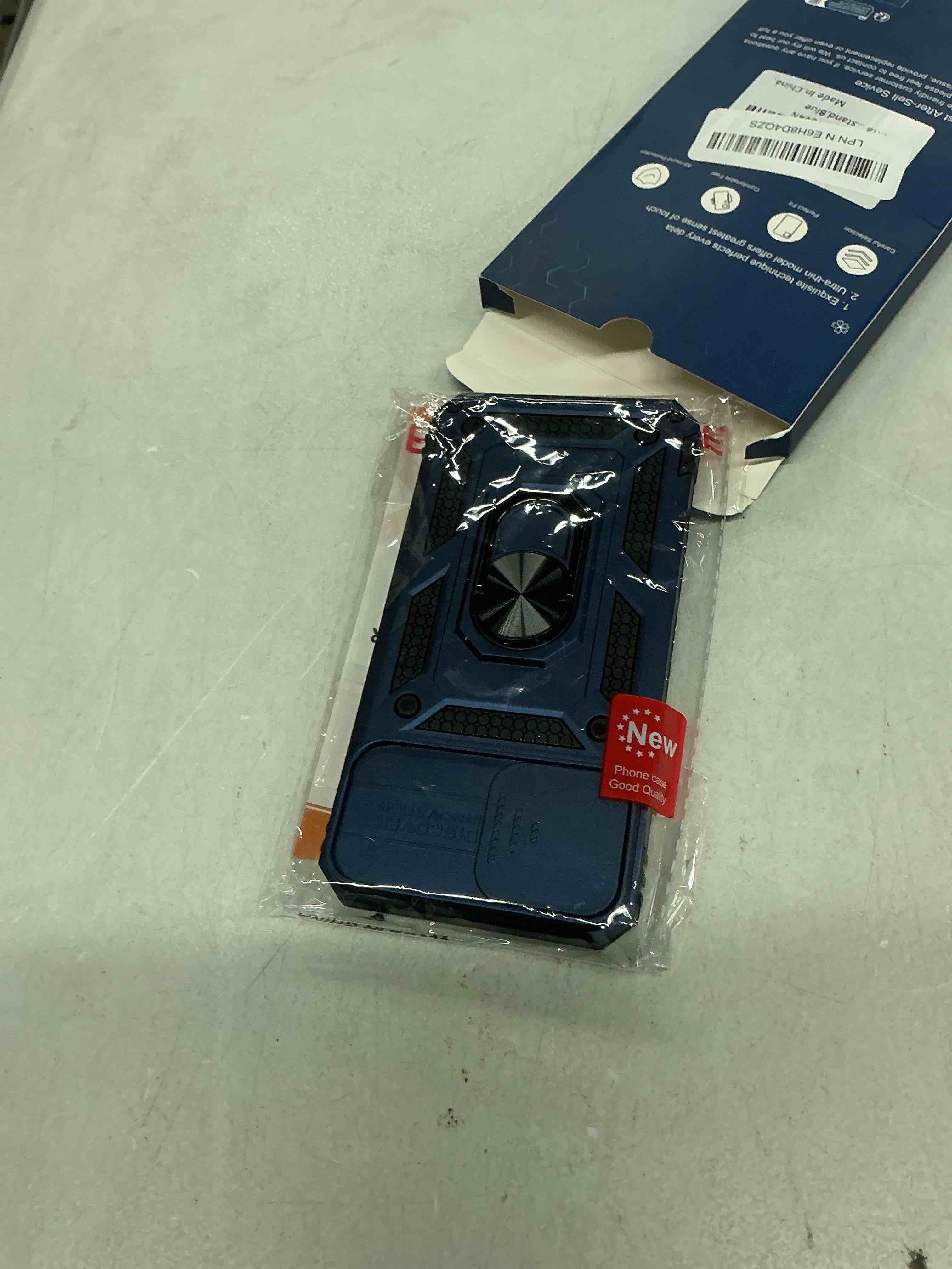 Condition photo showing New/Like New for janmitta case for iphone x & iphone xs phone cover built in slide camera lens cover+screen protector,heavy duty shockproof full body phonecase with finger ring holder kickstand,blue for iphone x/iphone xs blue