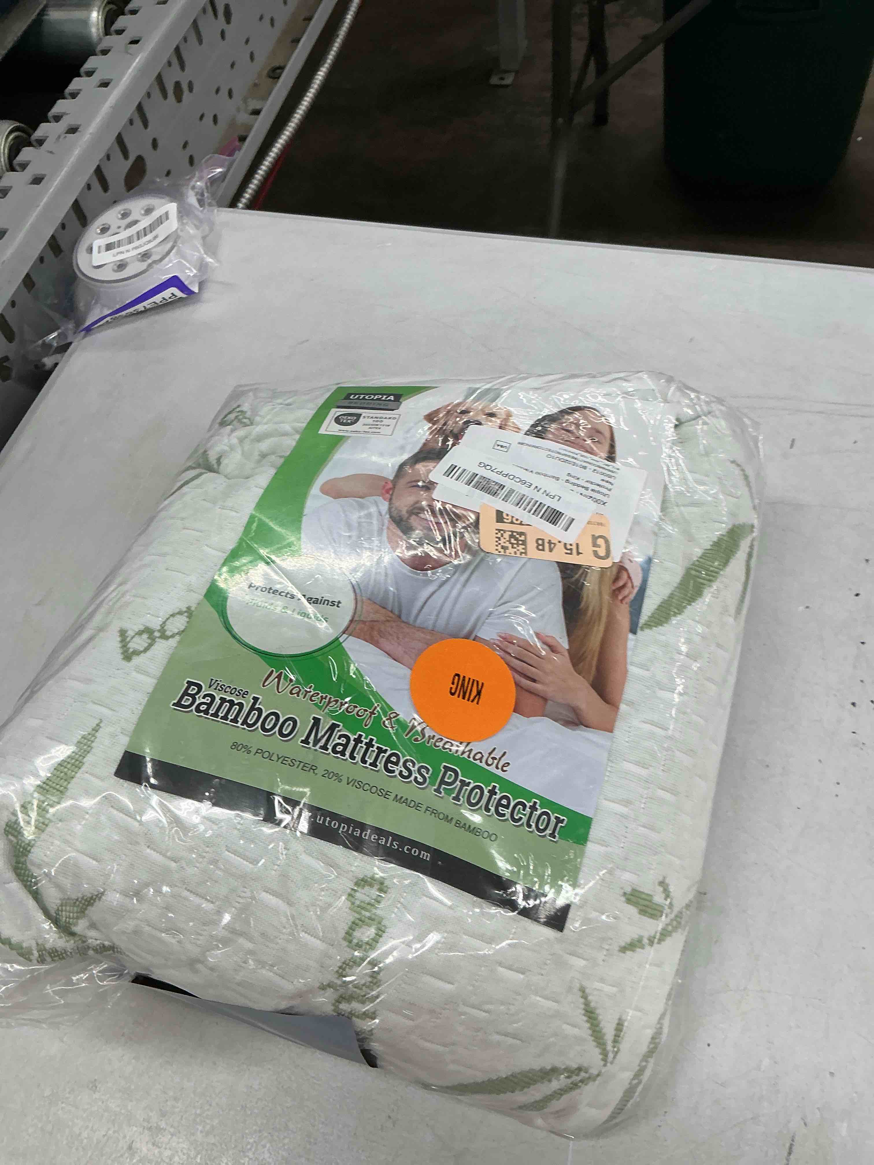 Condition photo showing Good Condition for utopia bedding waterproof mattress protector king size bed, premium 200 gsm bamboo viscose cooling mattress cover, soft and breathable, fitted style with 17 inches deep stretchable pockets